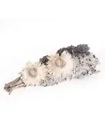 Lavender Strawflower & White Sage Smudge Wand 4"