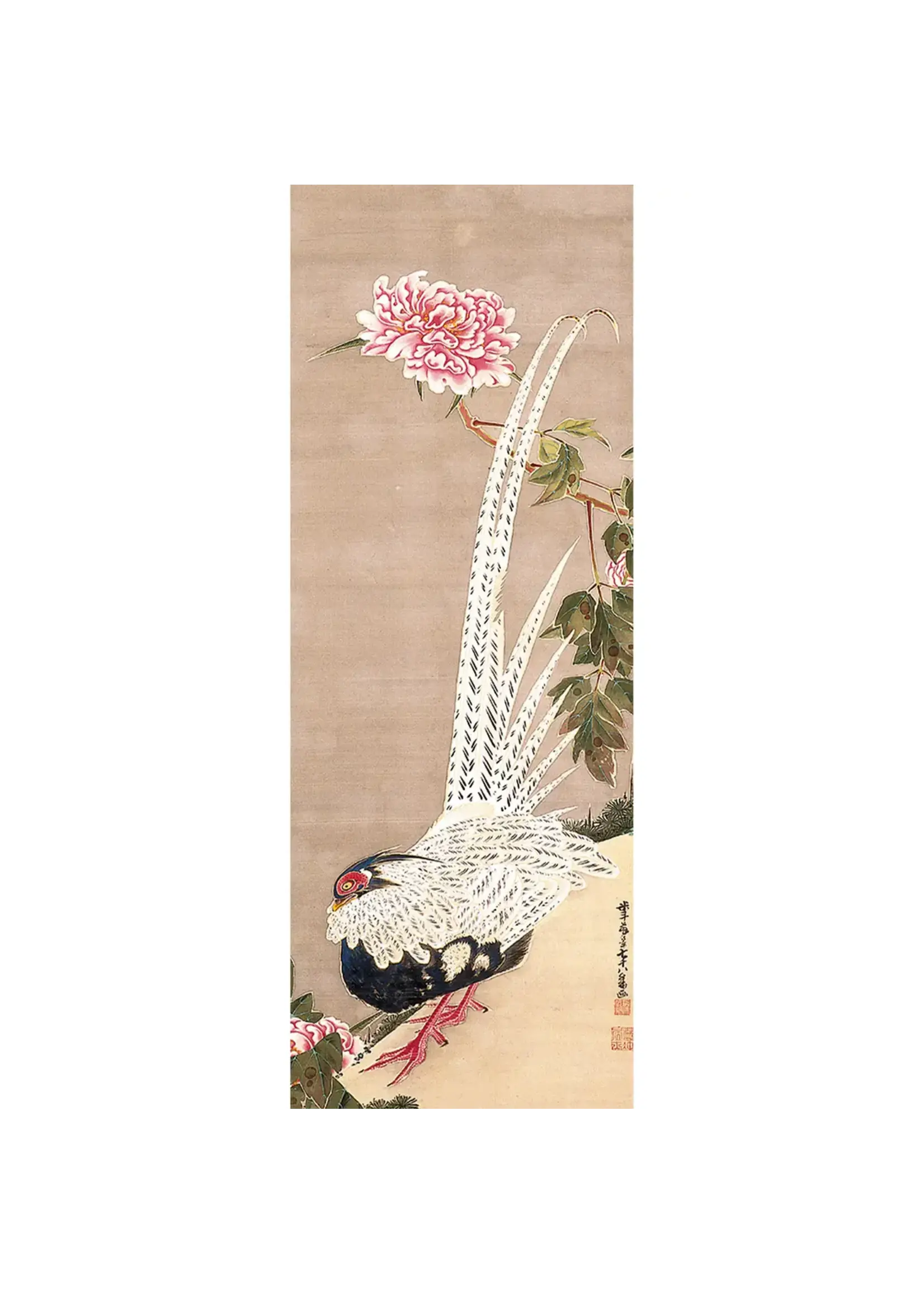 Itō Jakuchū: Silver Pheasant and Peonies Bookmark