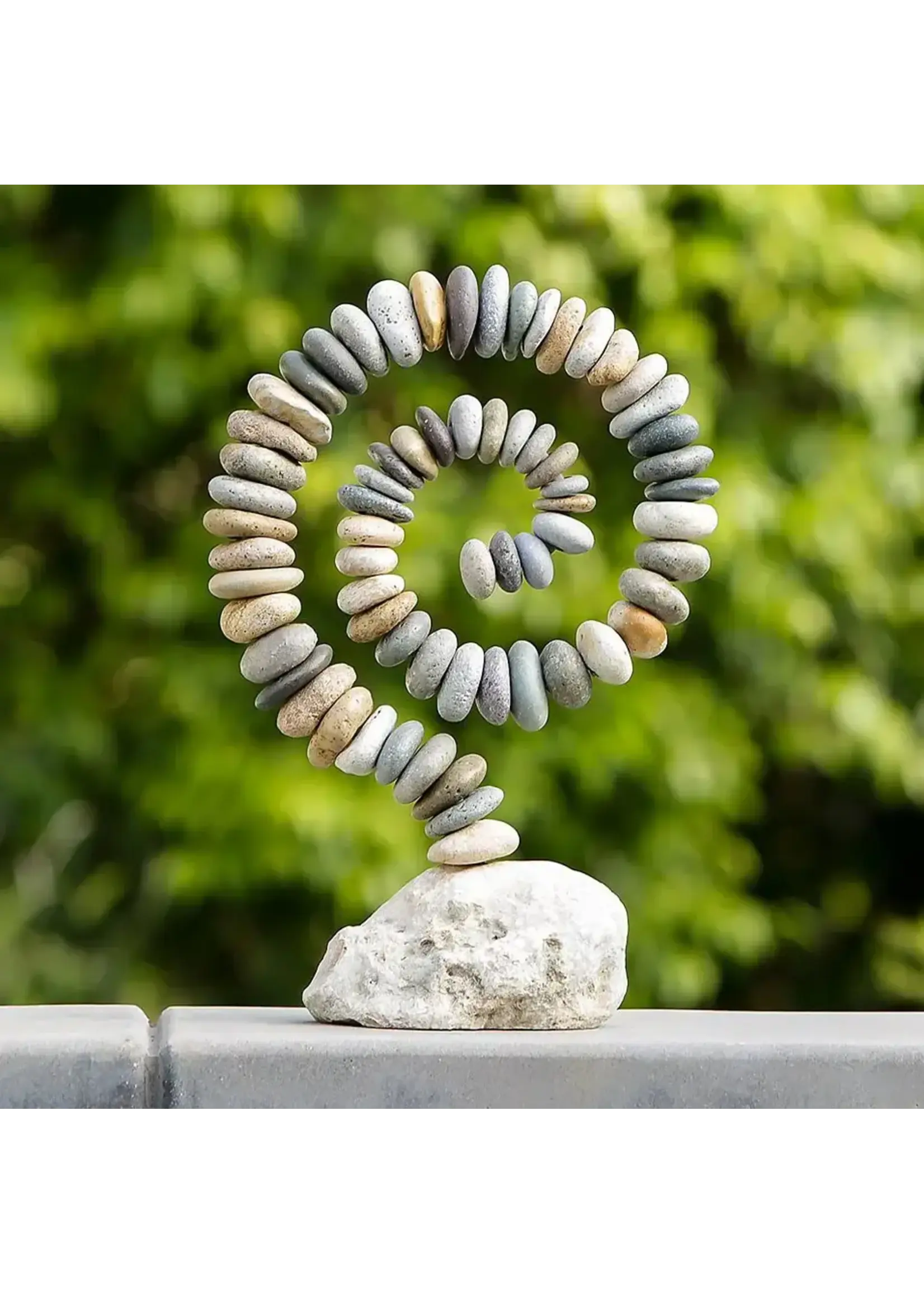 White Stone Pebble Spiral | 16"