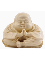 Statue Sitting Buddha White Resin 3"H