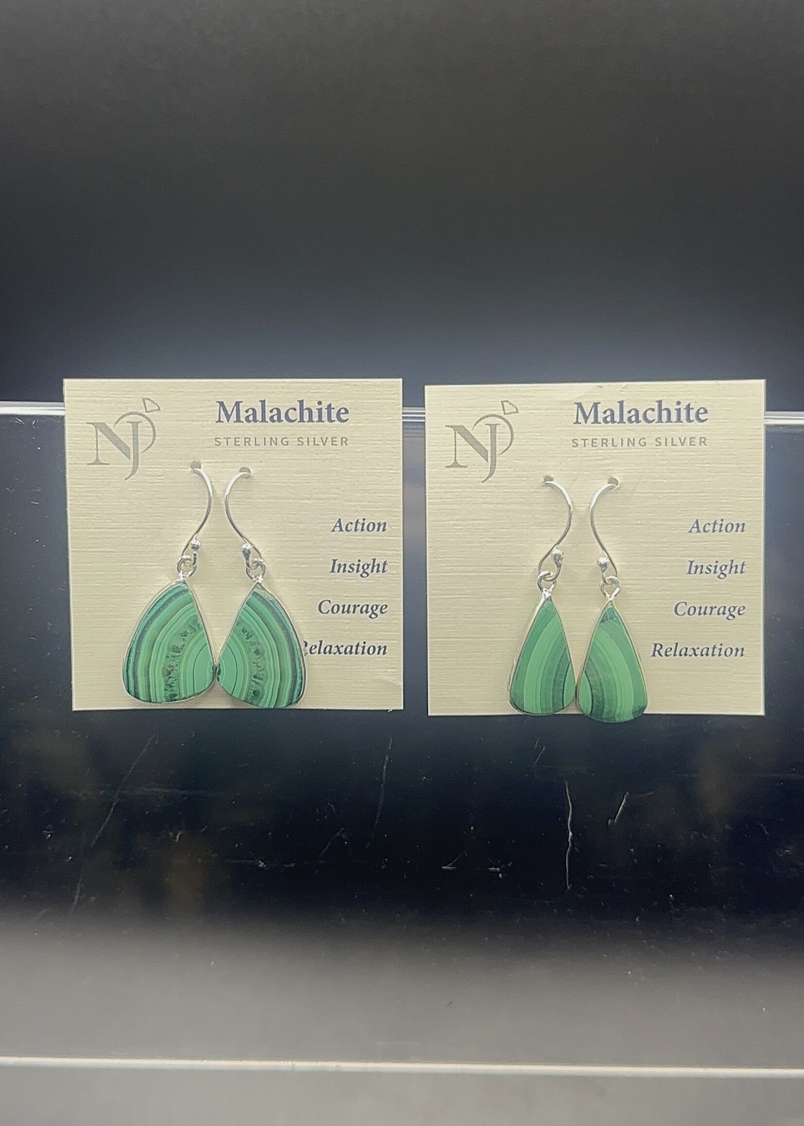 Earrings Malachite SS Dangle