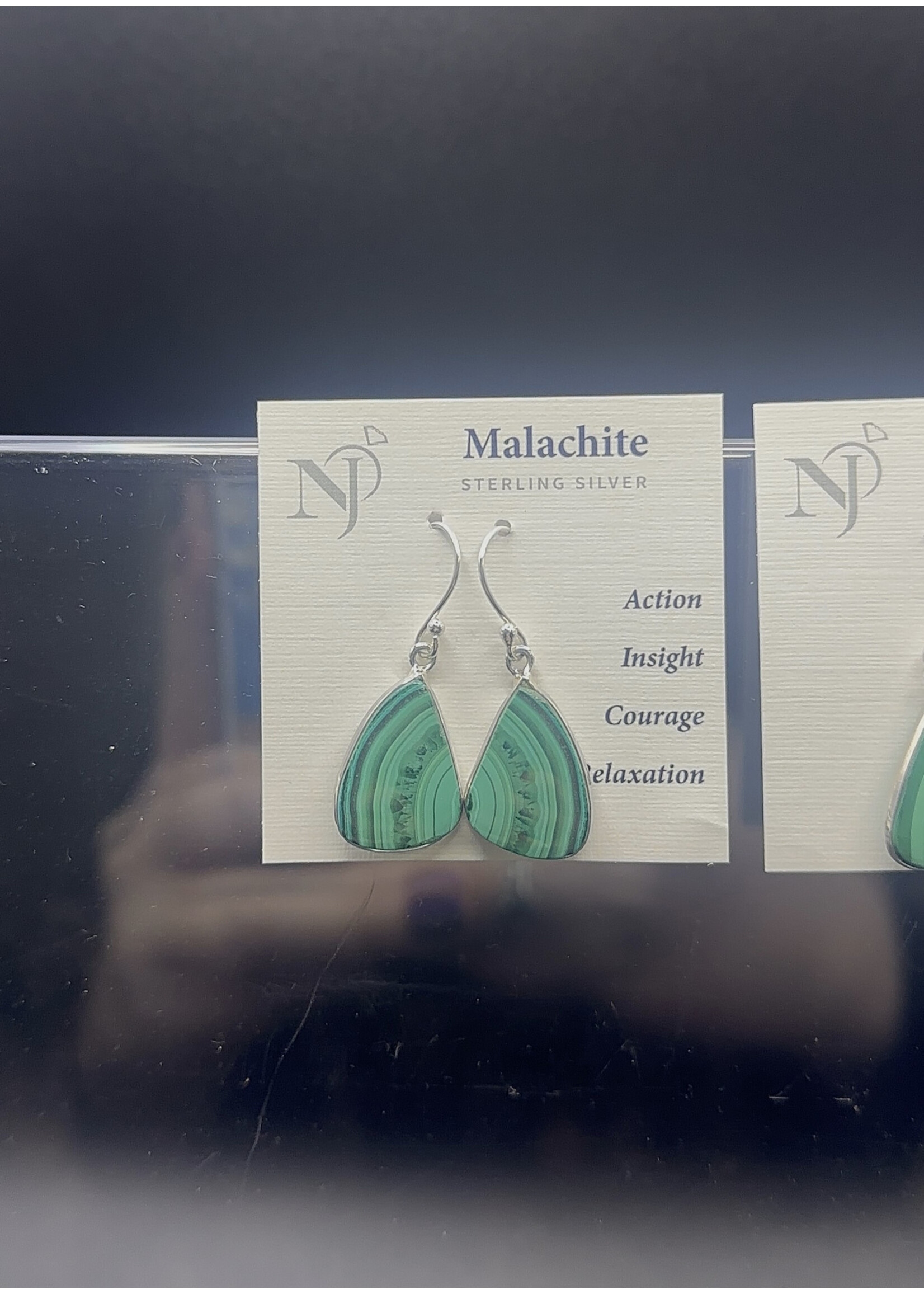 Earrings Malachite SS Dangle