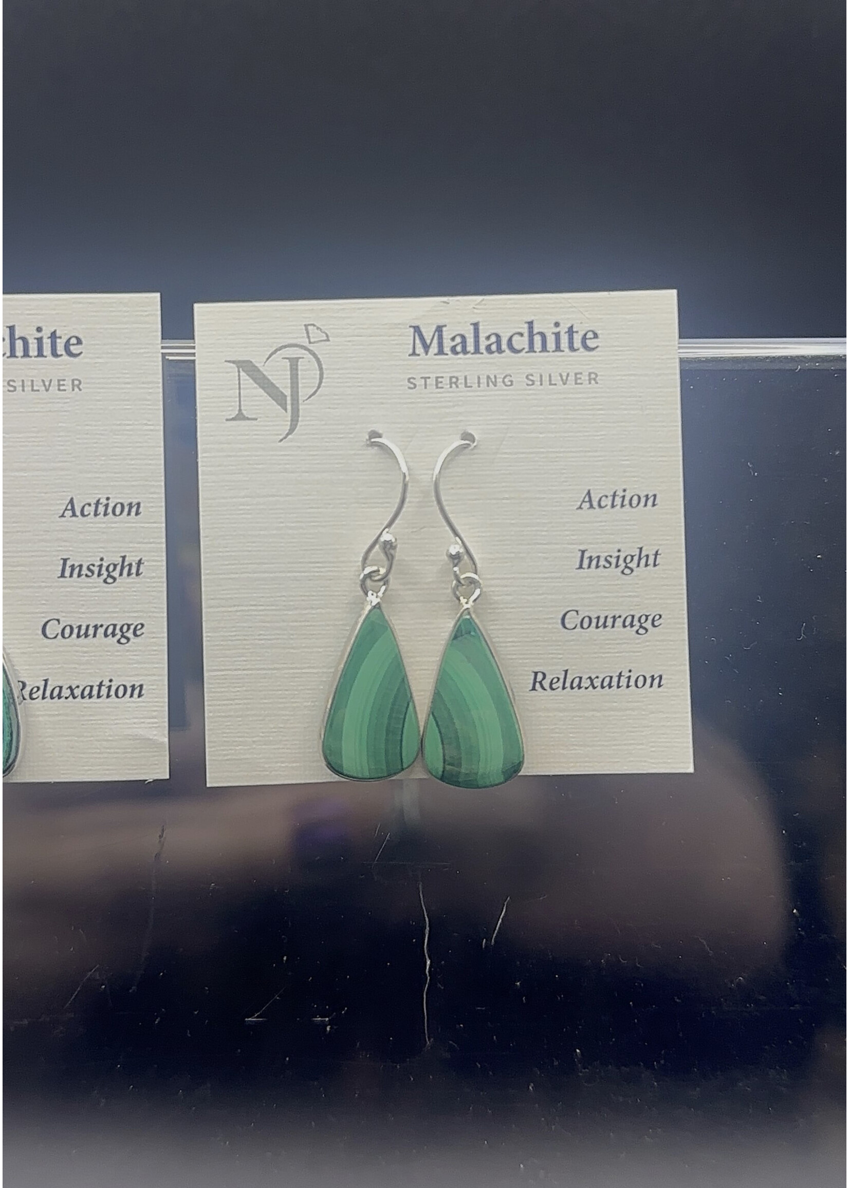 Earrings Malachite SS Dangle
