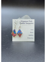 Earrings Kingman Pink Dahlia Tq. SS Dangle