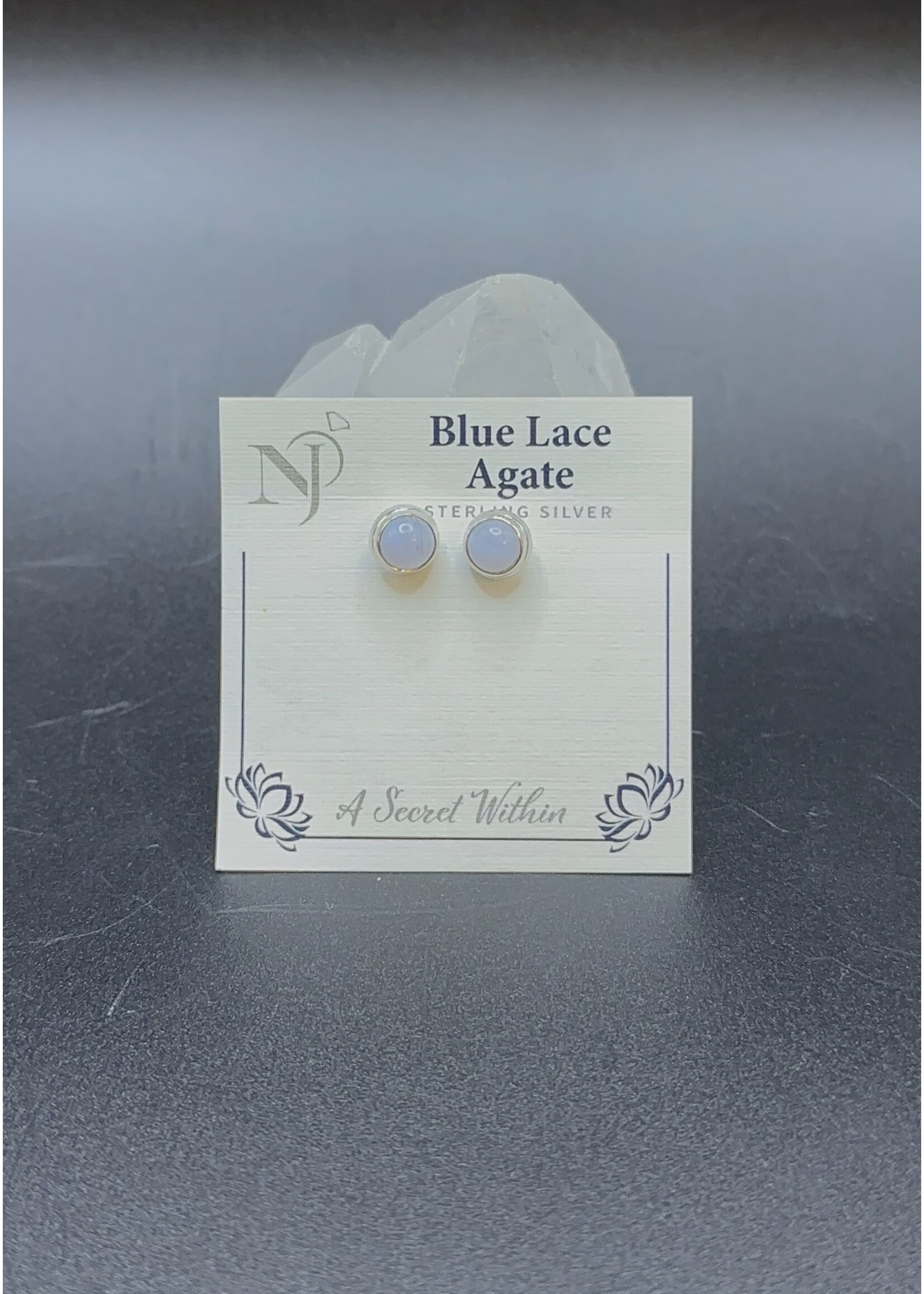 Earrings Blue Lace Agate SS Stud