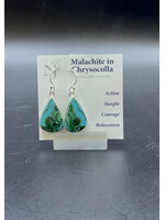 Earrings Malachite in Chrysocolla SS Dangle