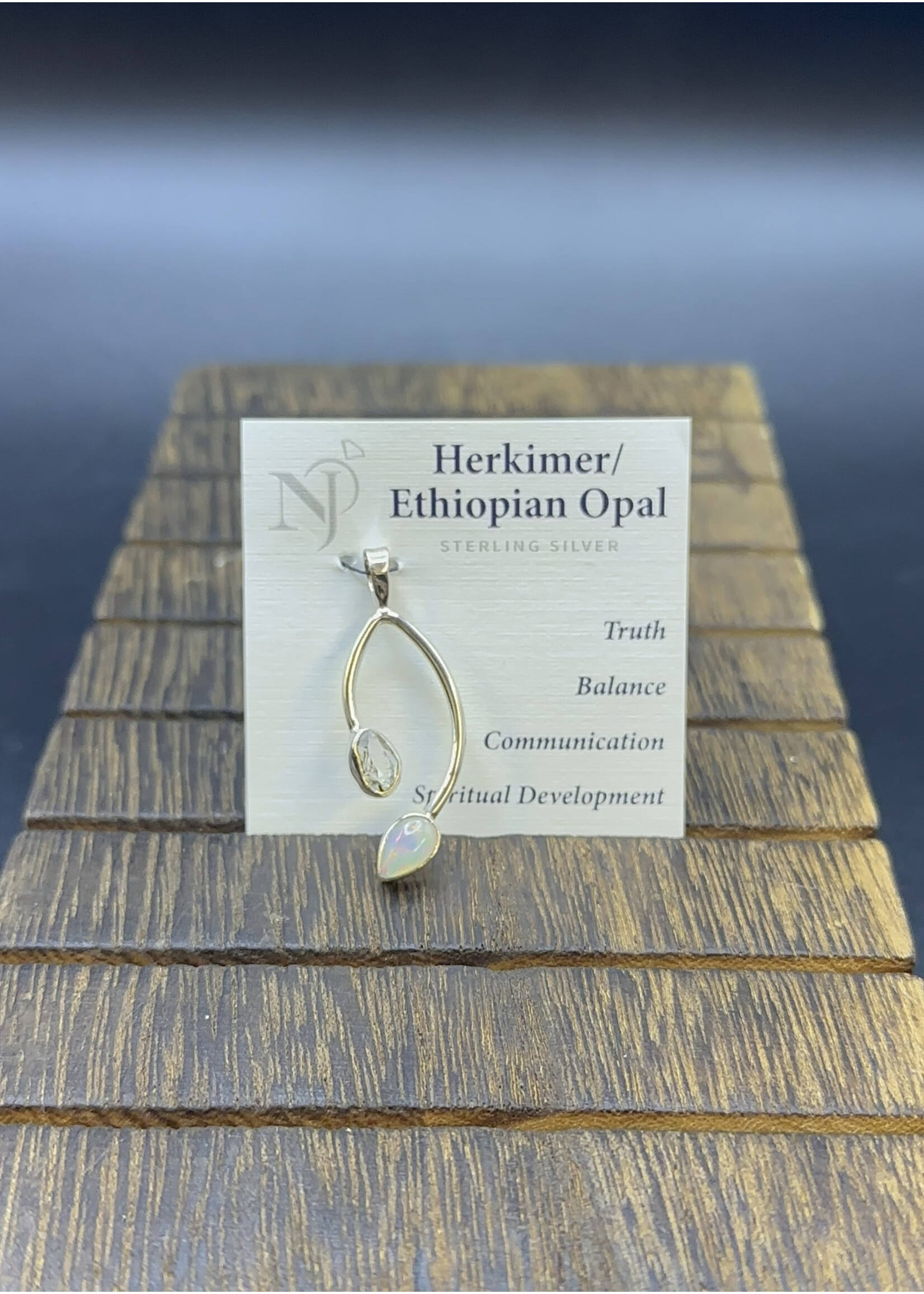 Pendant Ethiopian Opal w/Herkimer Diamond SS
