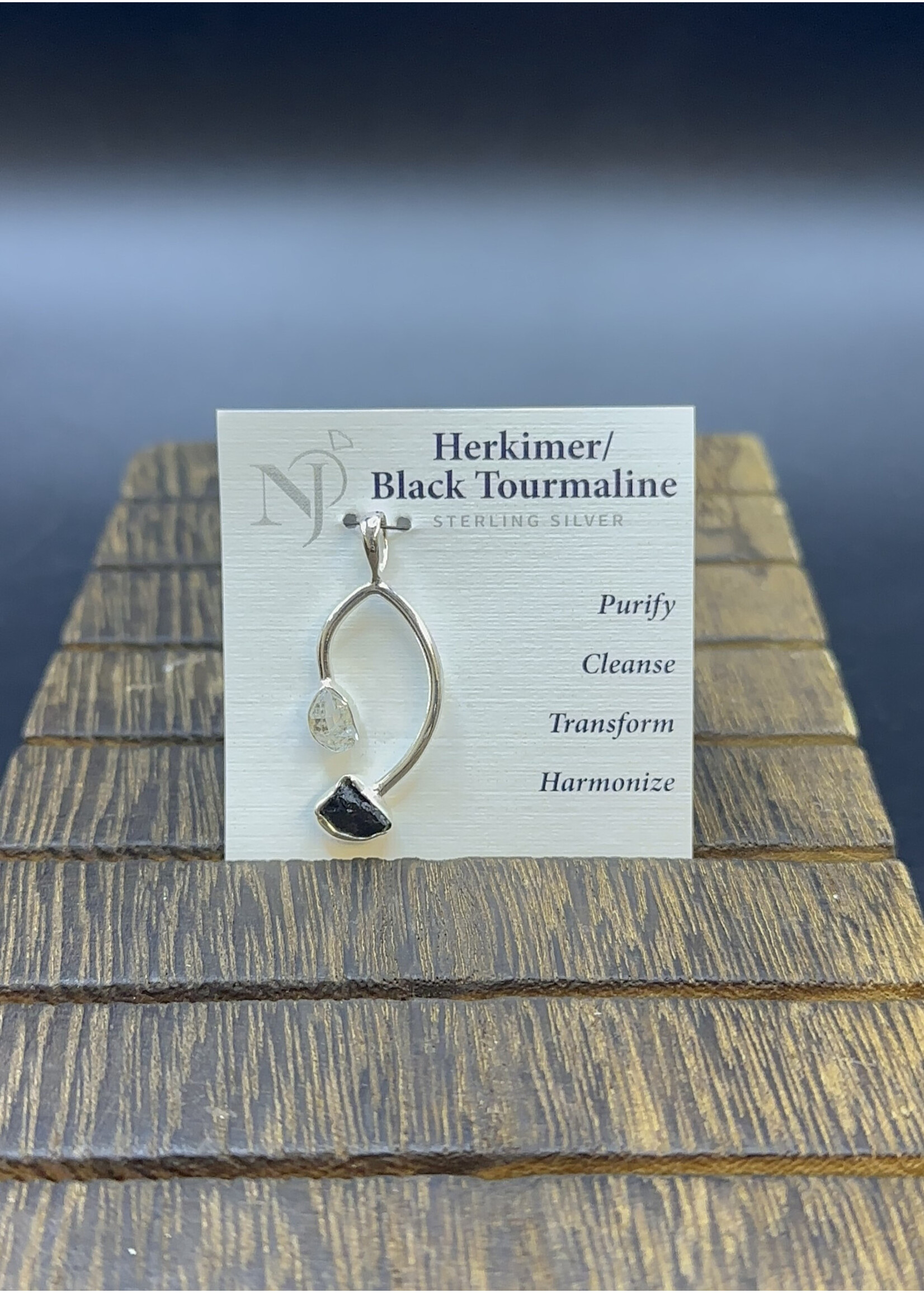 Pendant Black Tourmaline w/Herkimer Diamond SS