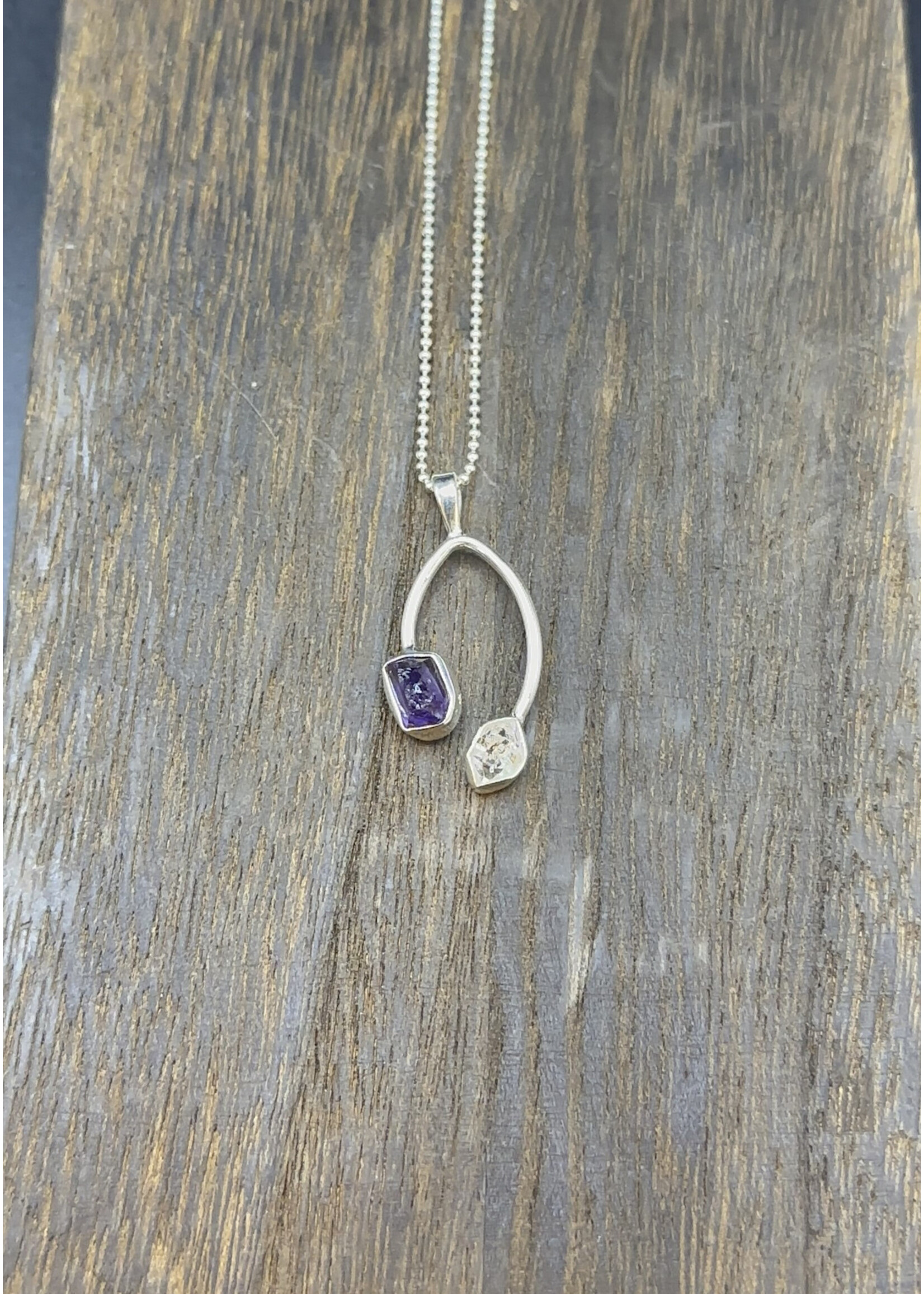 Pendant Amethyst w/Herkimer Diamond SS