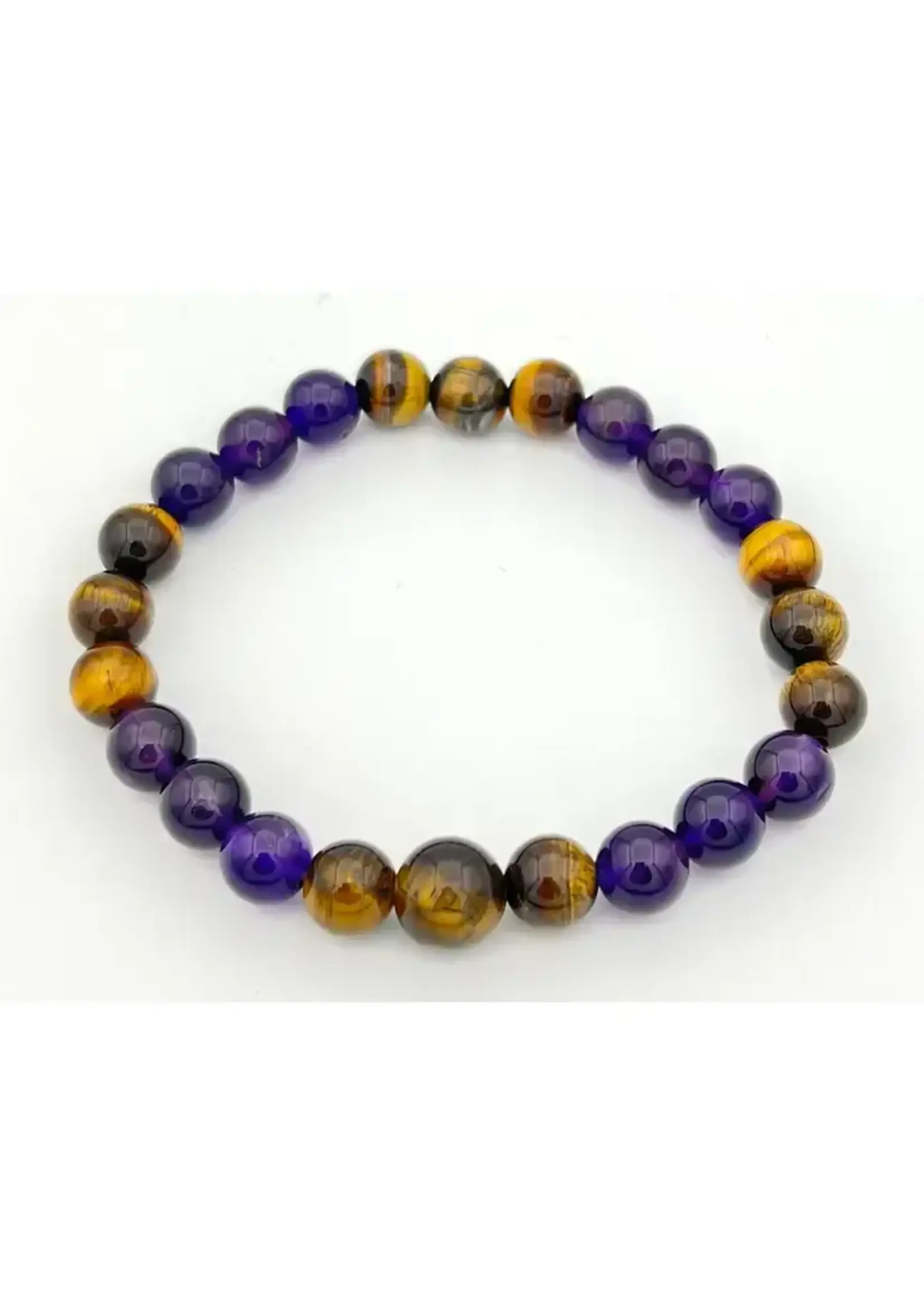 Tiger Eye & Amethyst Mala Bracelet