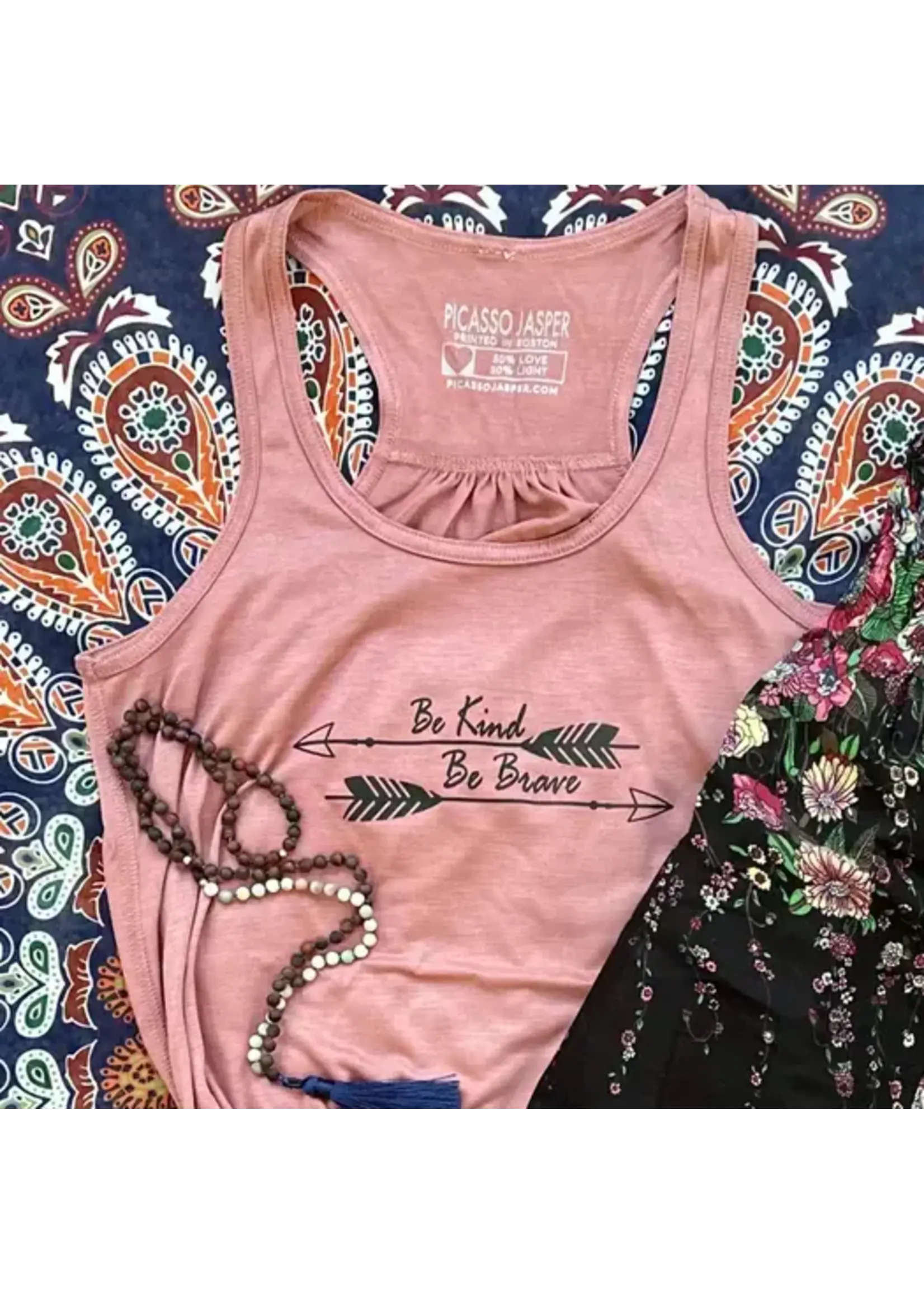 Be Kind, Be Brave, Blush Flowy Tank