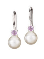 Earring SS Amethyst Pearl Fixed Wire
