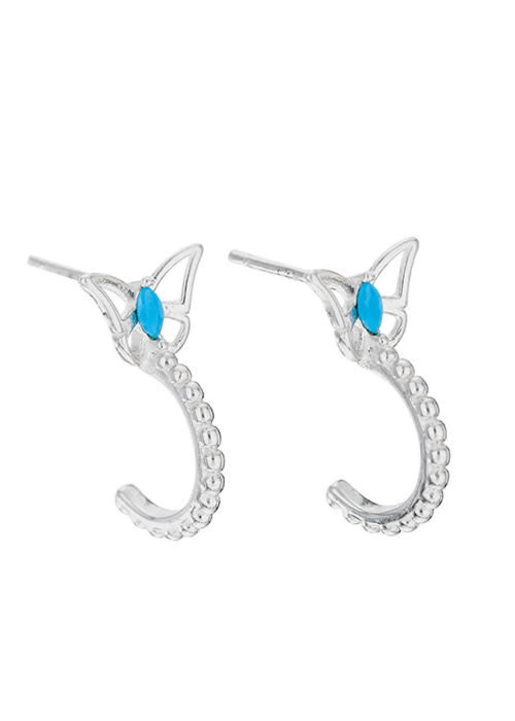 Earrings SS Turquoise Butterfly Hoop