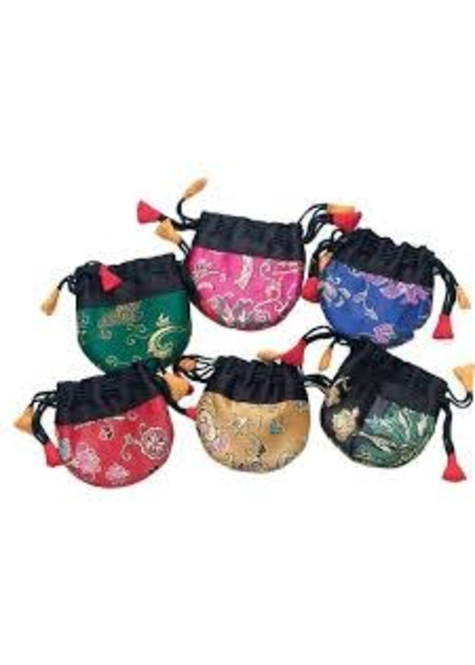 Drawstring Bag Embroidered Flower Assorted 2.75"