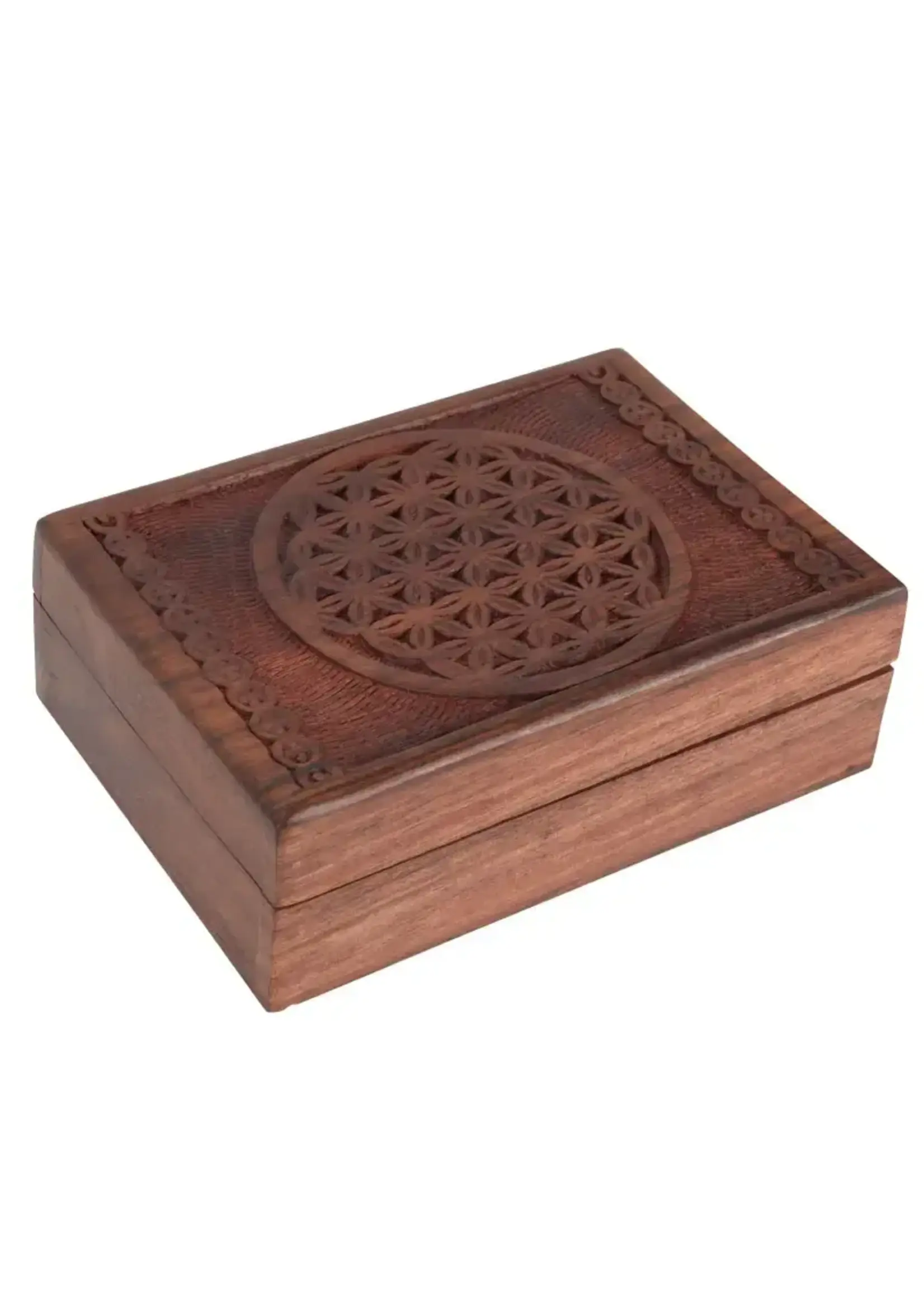 Wooden Flower of Life Box 7"x5"