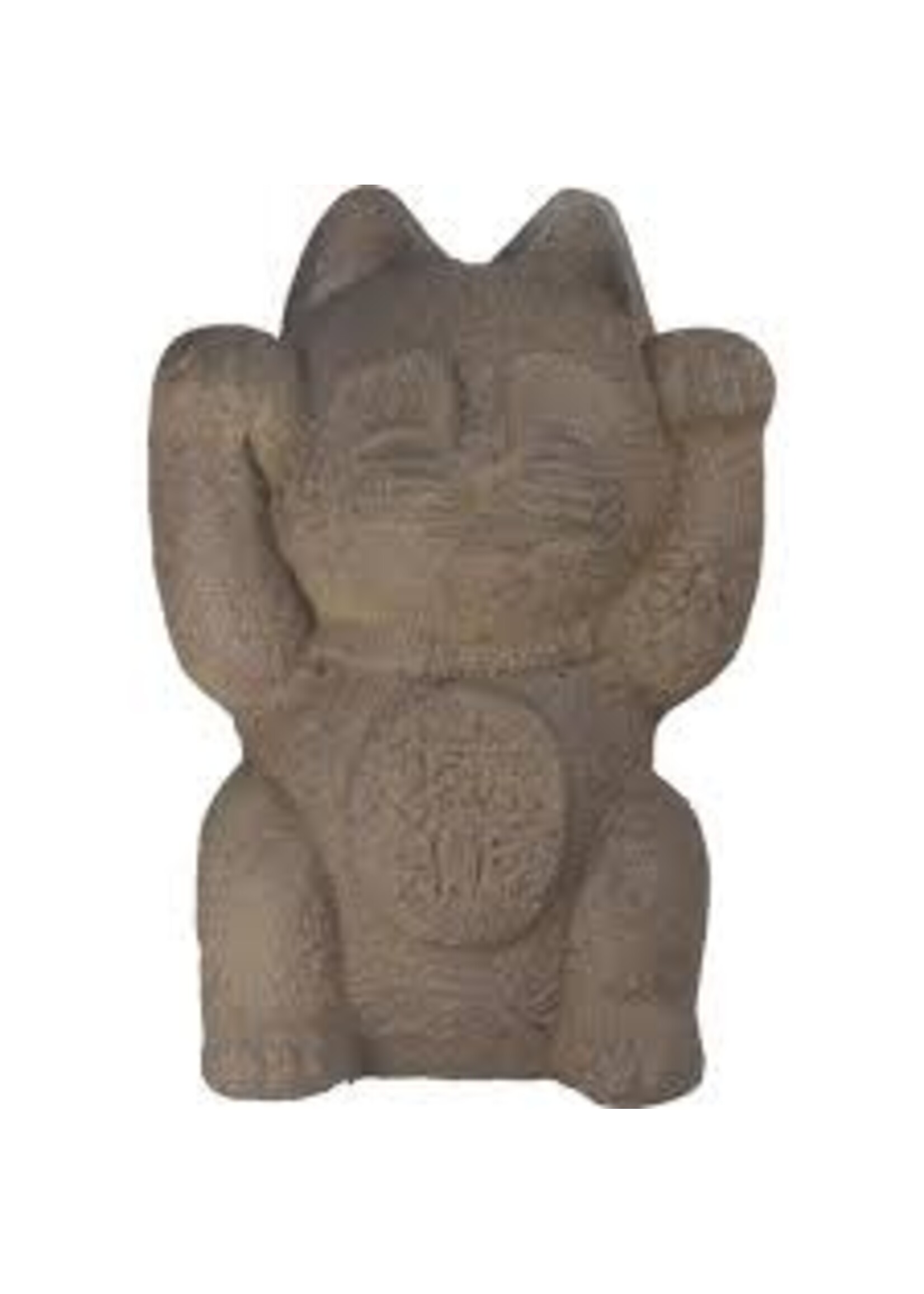 Volcanic Stone Maneki Neko Statue 9"H x 5"W