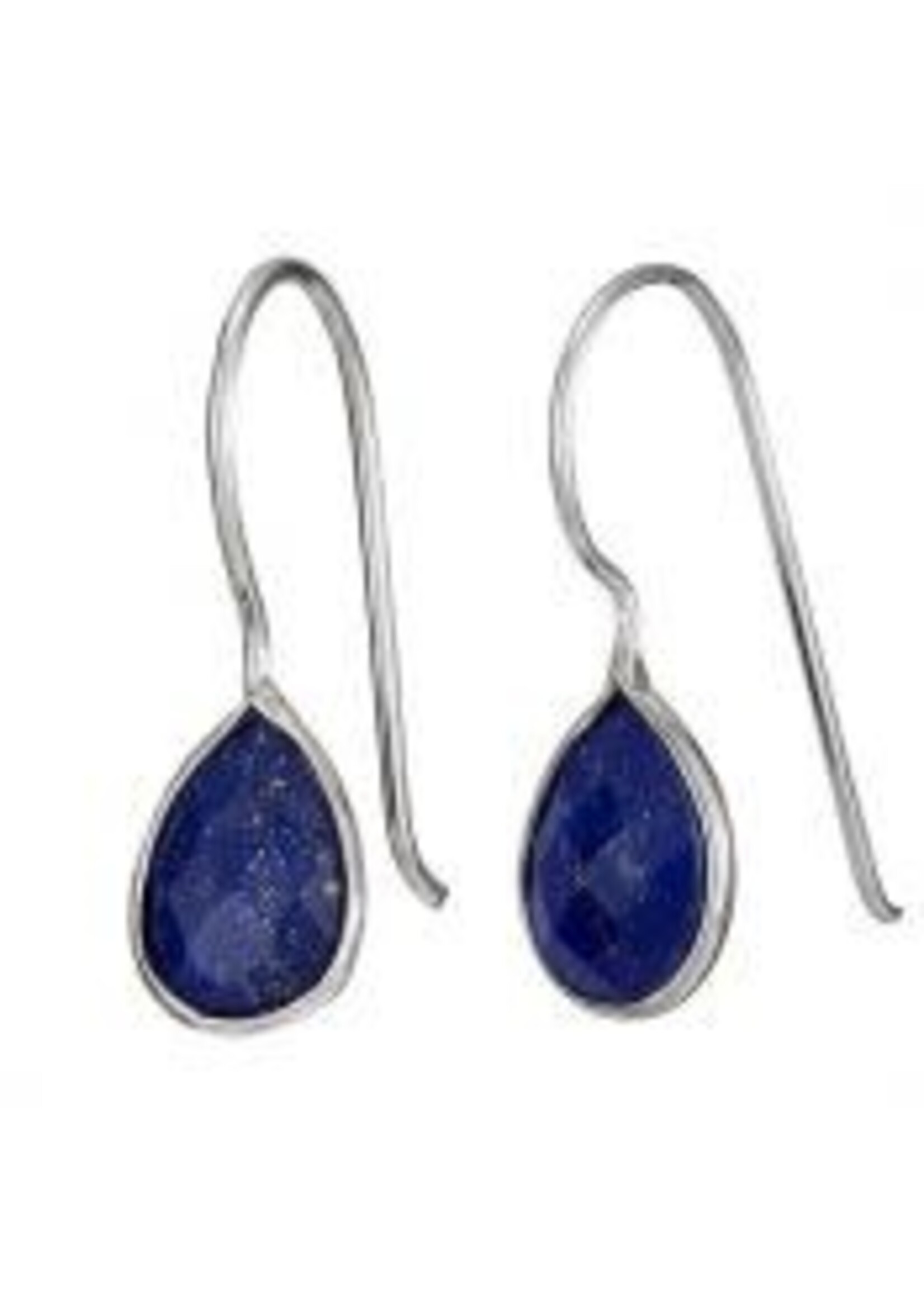 Earrings SS Facet Lapis Teardrop Wrap