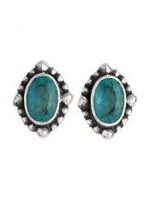 Earrings SS Apatite Ball Frame oval Stud