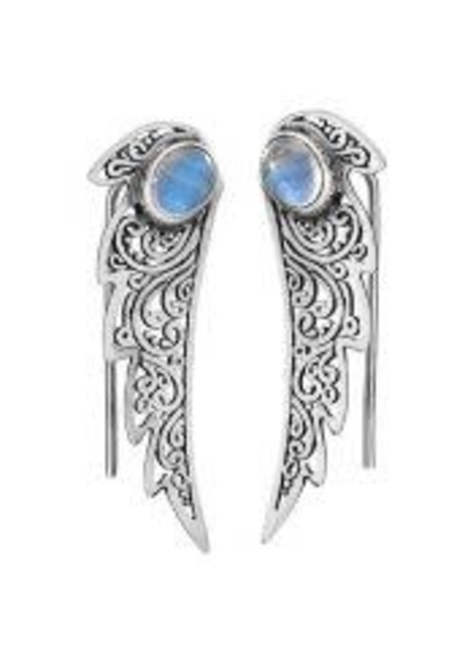 Earrings Rainbow Moonstone Fancy Wing