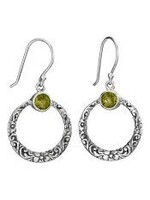 Earrings SS Peridot Top Curved Circle
