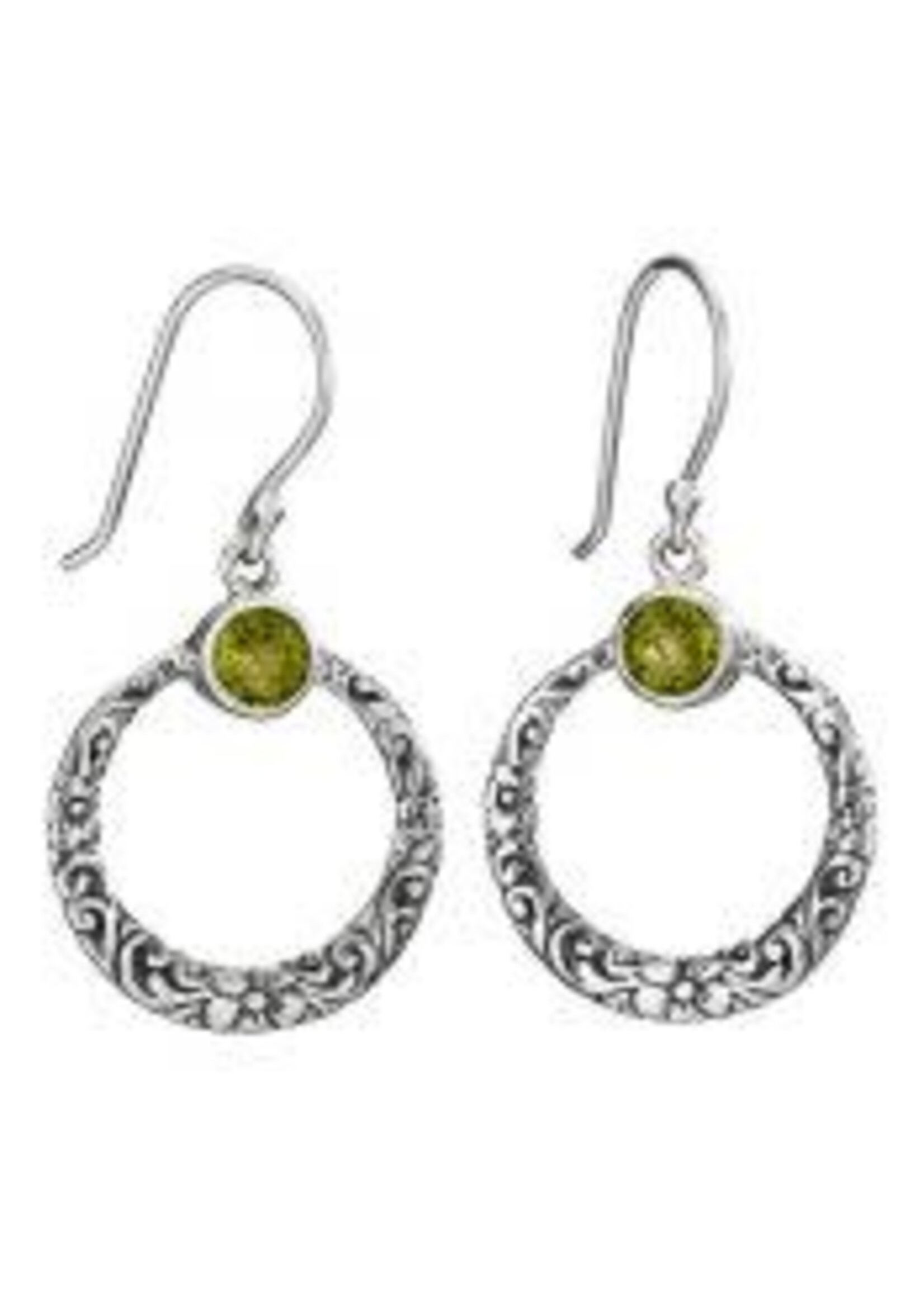 Earrings SS Peridot Top Curved Circle