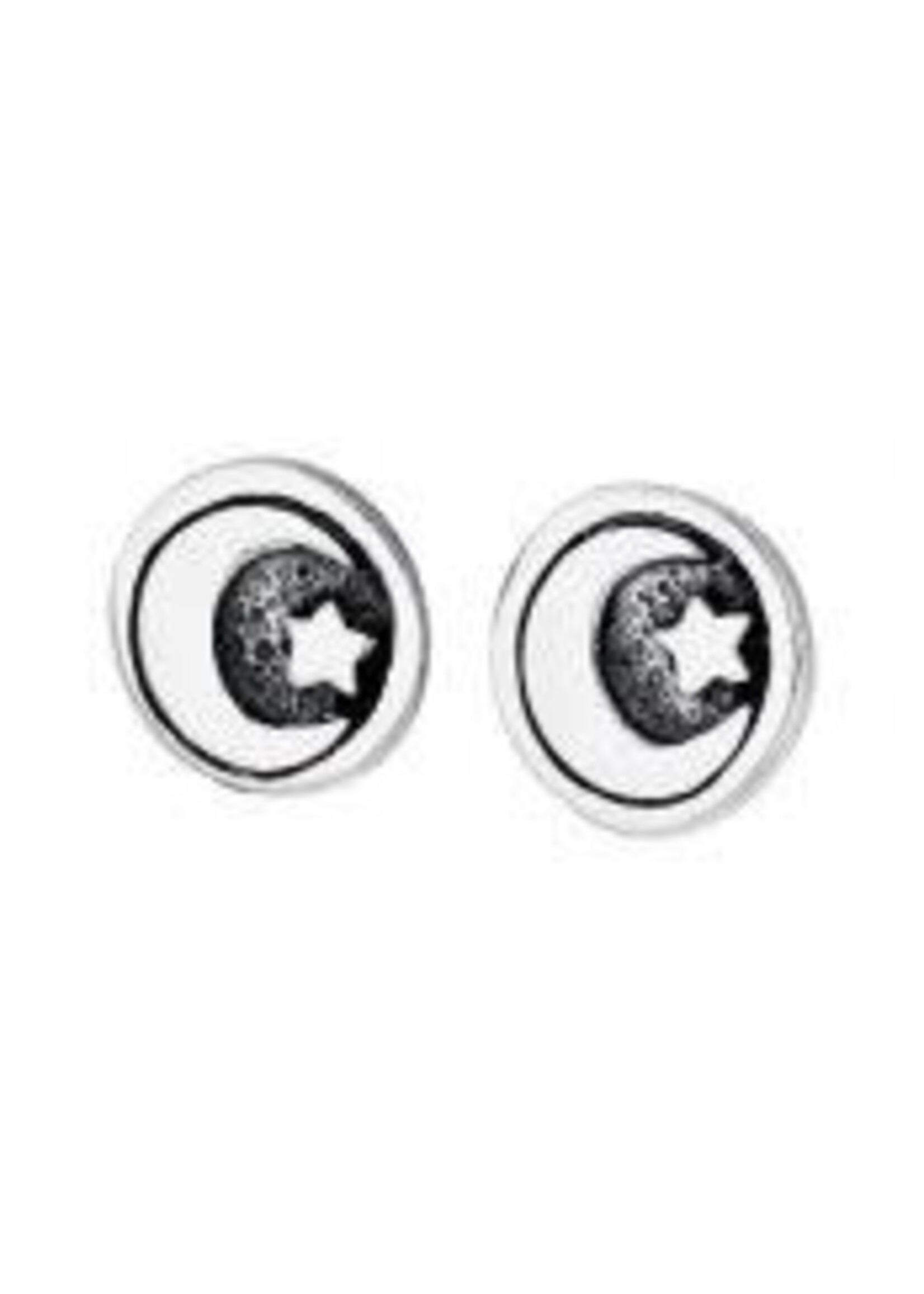 Earrings SS Moon & Star in Circle Stud