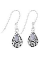 Earrings SS Labradorite Scrolling Teardrop
