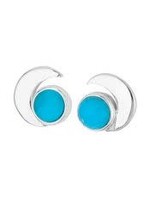 Earrings SS Crescent Moon Turquoise Stud