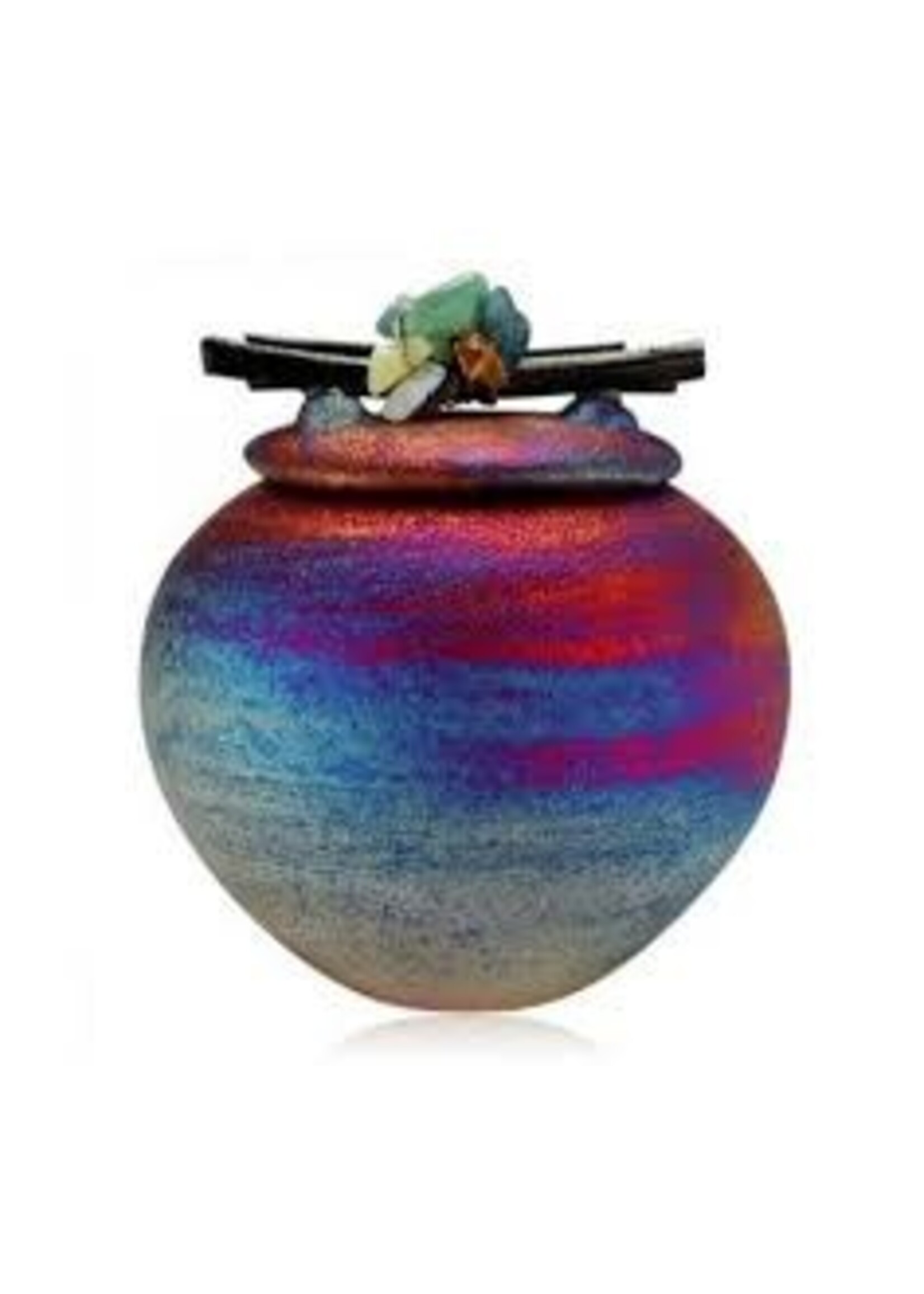 Raku Mini Fetish Dreamcatcher Jar with Gemstone Lid 2"