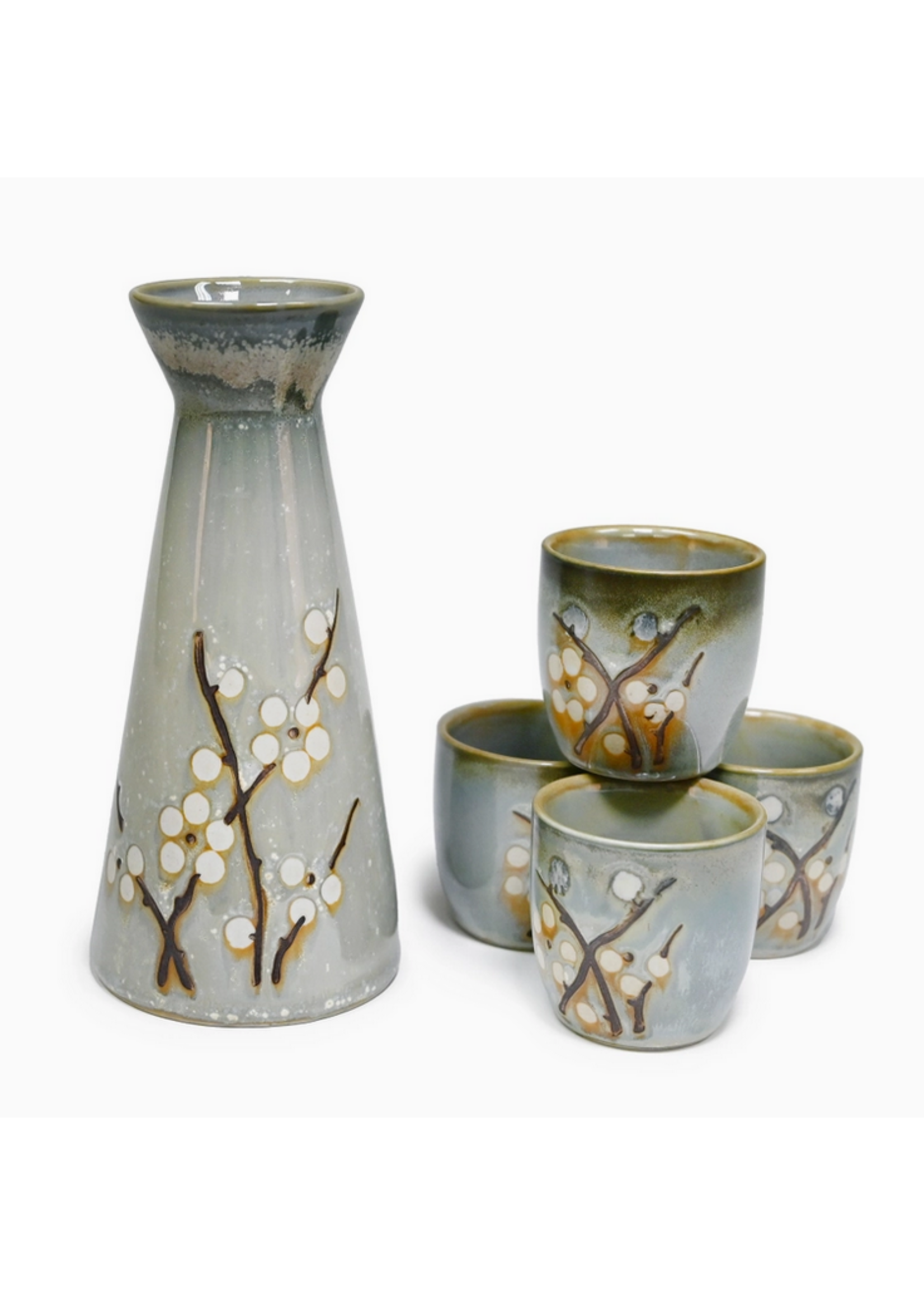 Ceramic Plum Blossom Sake Set