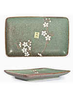 Ceramic Green Cherry Blossom Plate