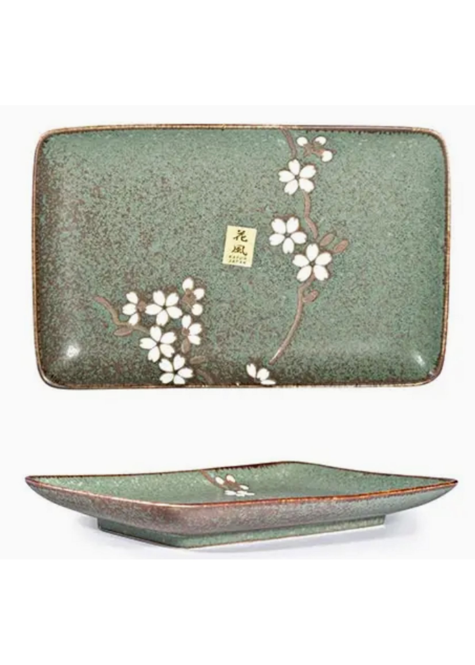 Ceramic Green Cherry Blossom Plate