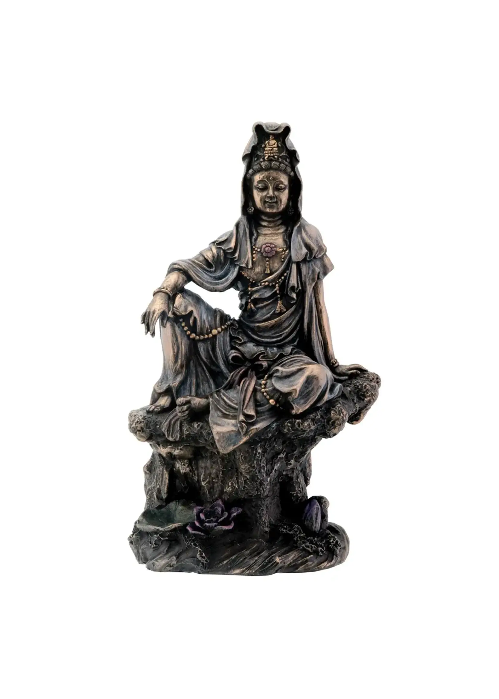 Statue Water & Moon Kuan Yin 4" X 3.5" X 7"
