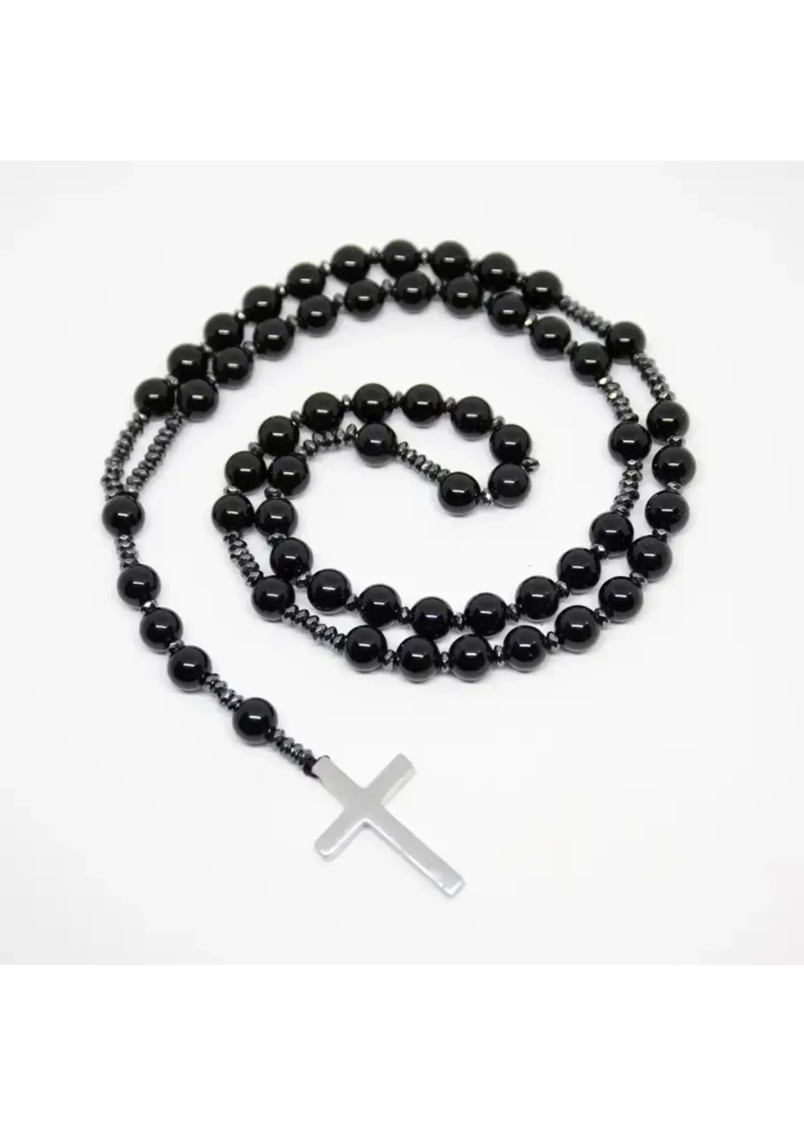 Rosary Prayer Beads Black Obsidian 8mm