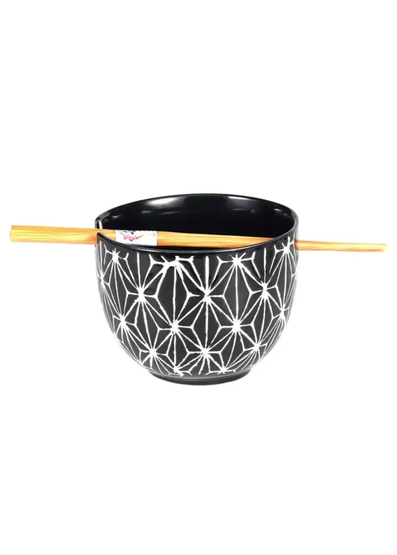 Bowl Donburi with Chopsticks Set Asanoha Black 18oz 5"D
