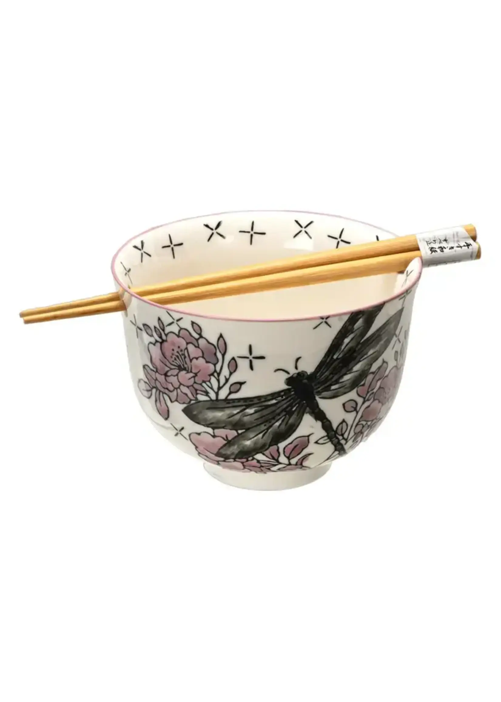 Bowl Donburi with Chopsticks Set Dragonfly 18oz 5"D