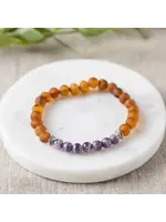 RBAmber Bracelet Amethyst & Raw Cognac Amber 8"