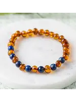 RBAmber Bracelet Lapis Lazuli & Cognac Amber 6.5"