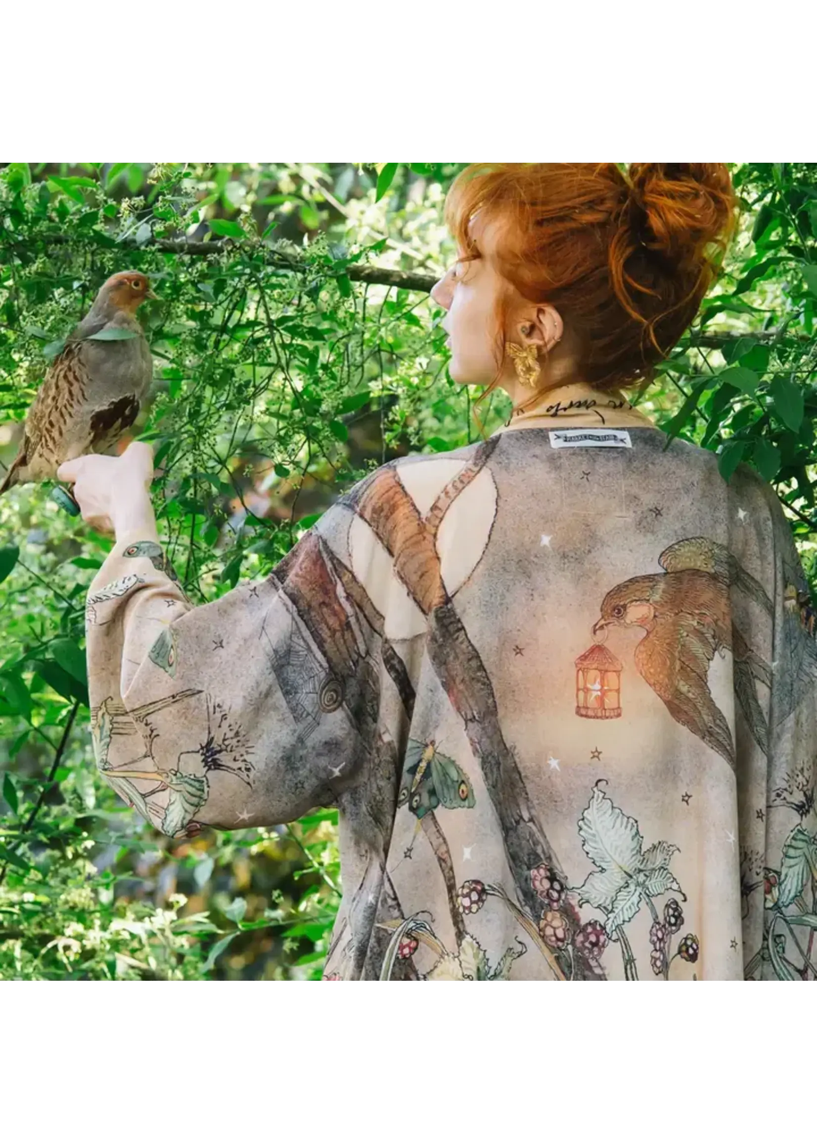 Kimono Cropped Lovelight Pixie with Woodland Swallow and Stars