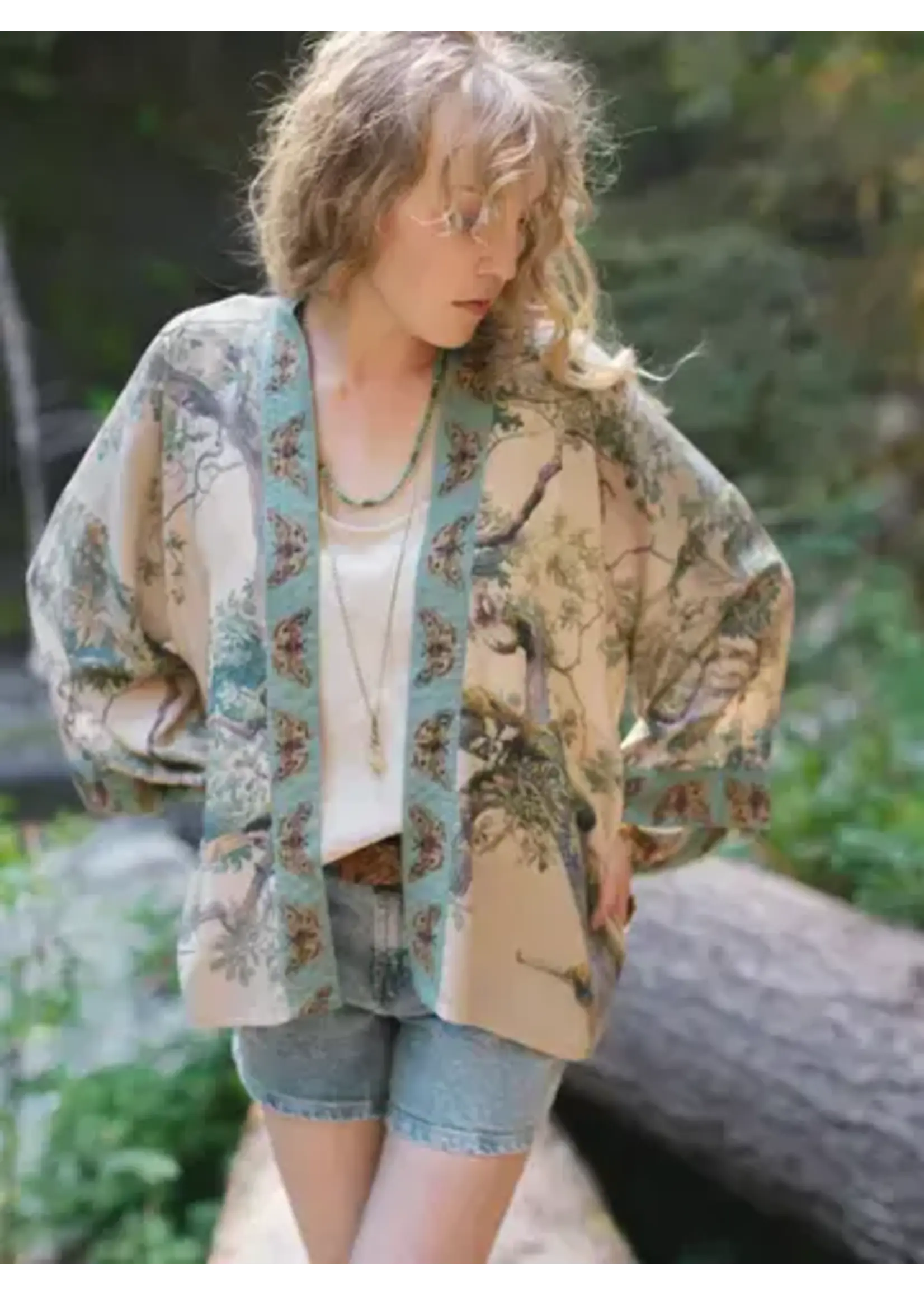 Kimono Cropped Earth & Sky Pixie Duster with Trees