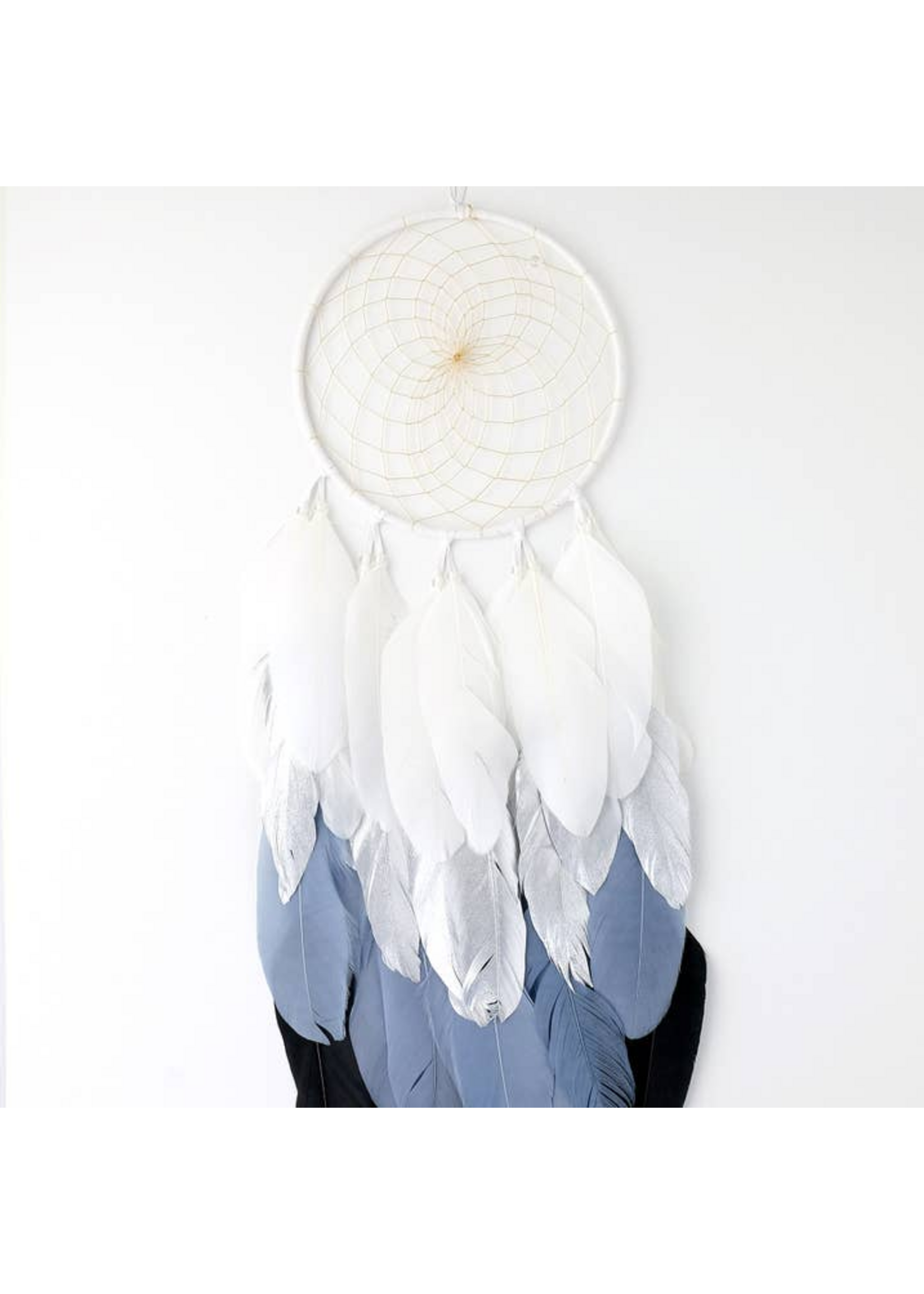 Dream Catcher Ombre Black and White Feathers 6"