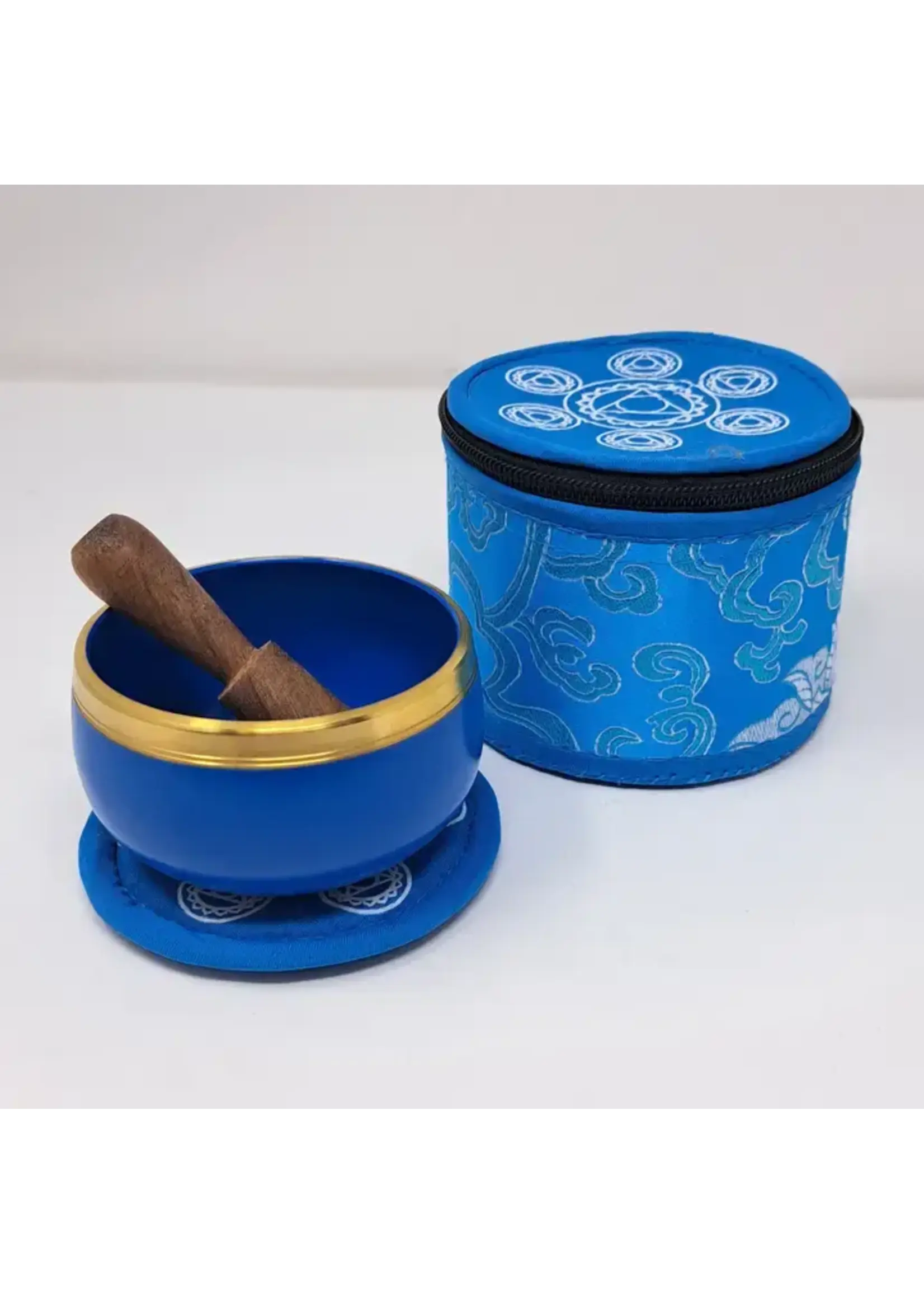 Singing Bowl Tibet Metal Chakra Light Blue 3" with Mallet and Case