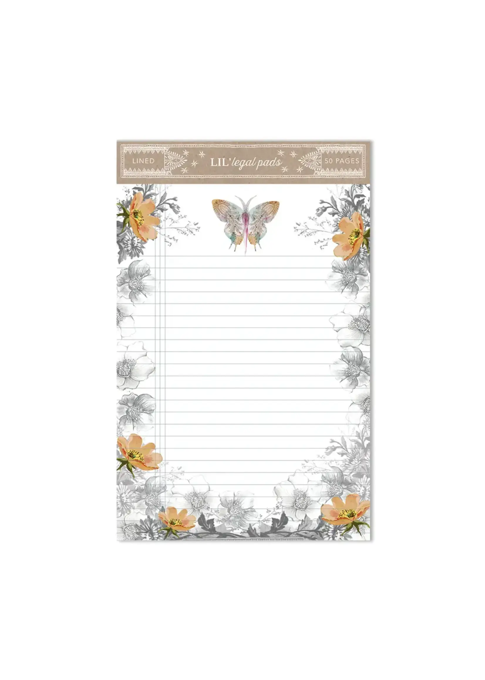 Papaya Little Legal Pad Paisley Butterfly 4.25"x6"