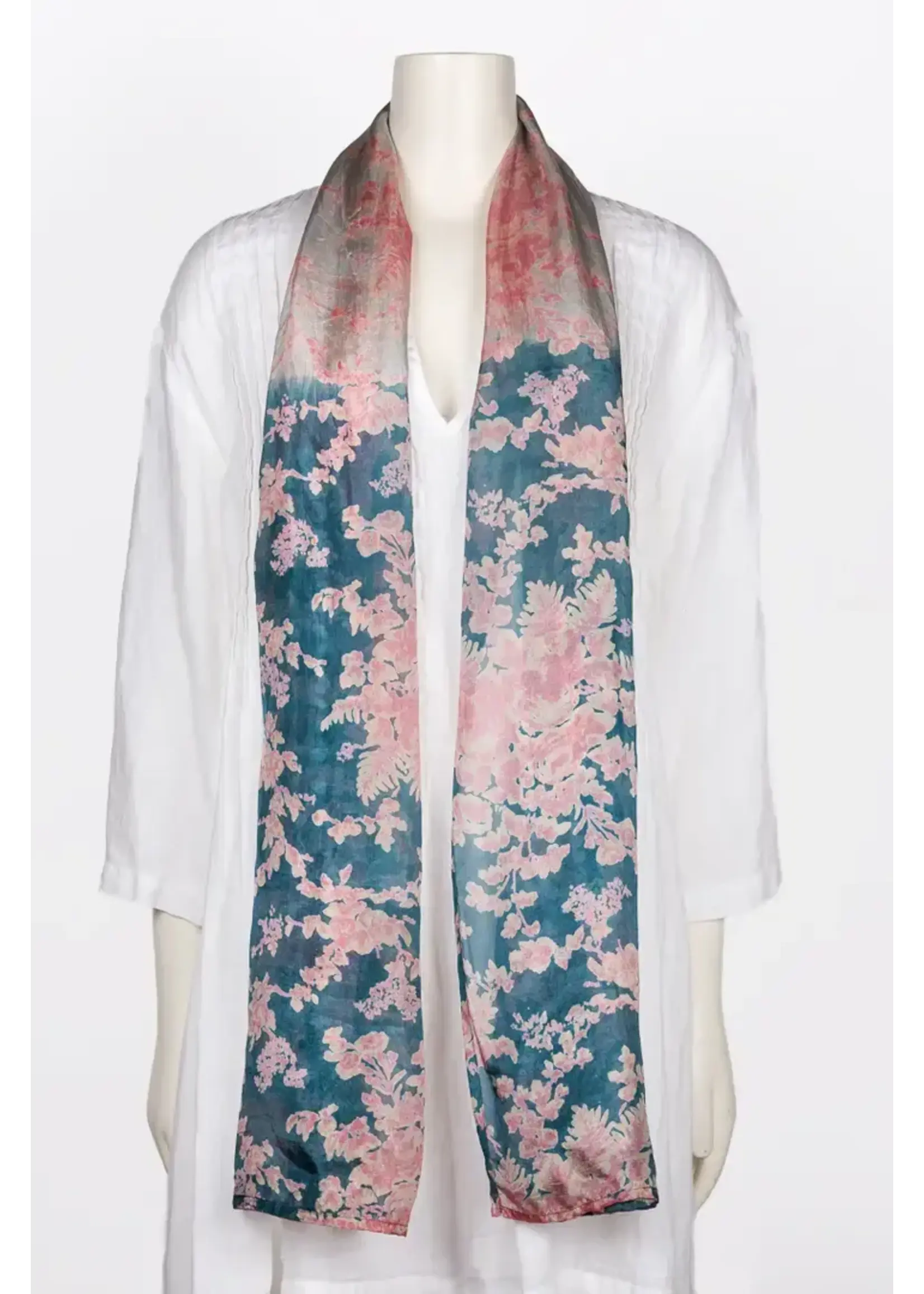 Scarf Grace Petrol Rose Silk 50x180cm
