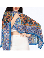 Scarf Dayita Cobalt and Gold Mosaic