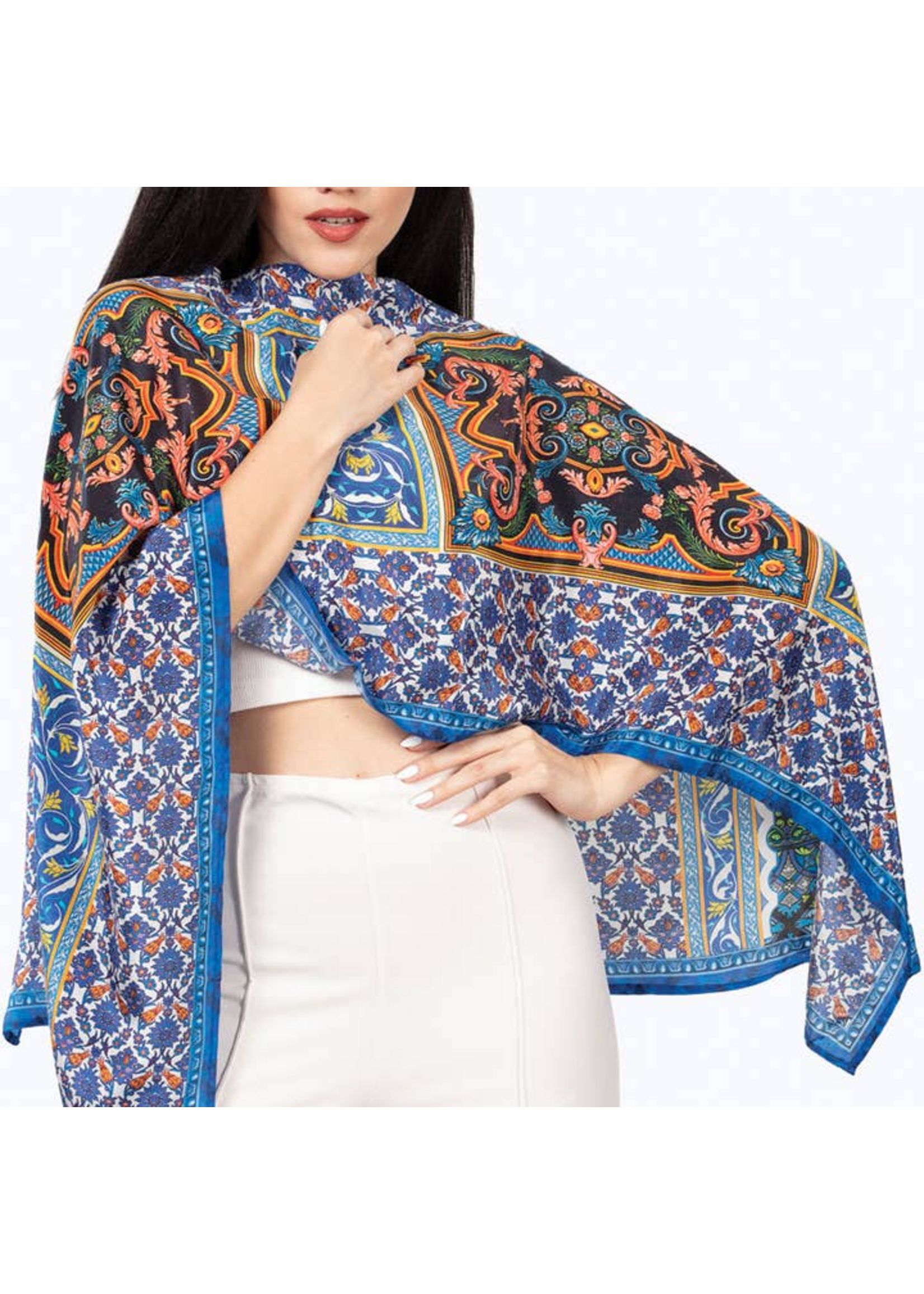 Scarf Dayita Cobalt and Gold Mosaic
