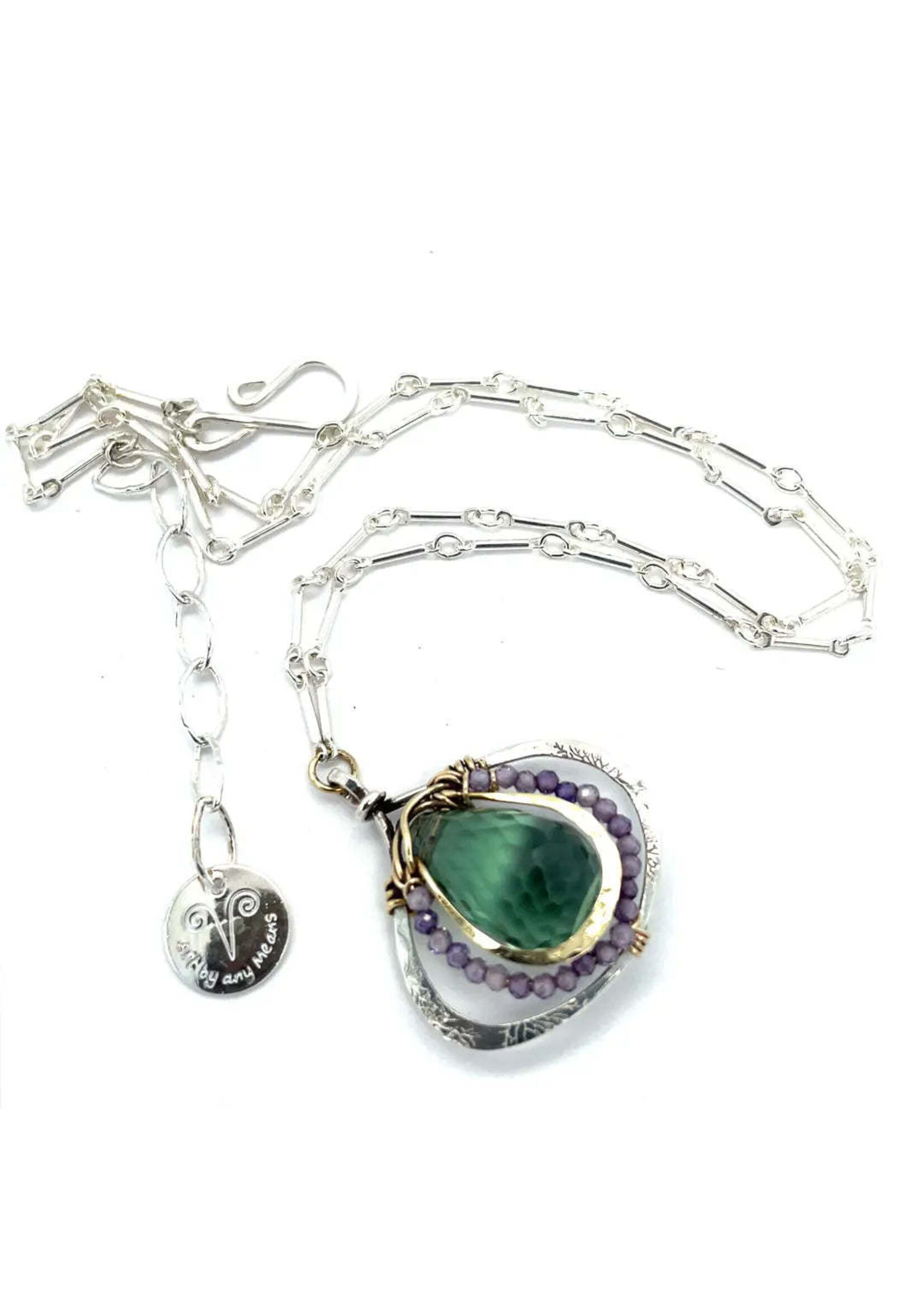 Thistle Flower Amethyst Necklace