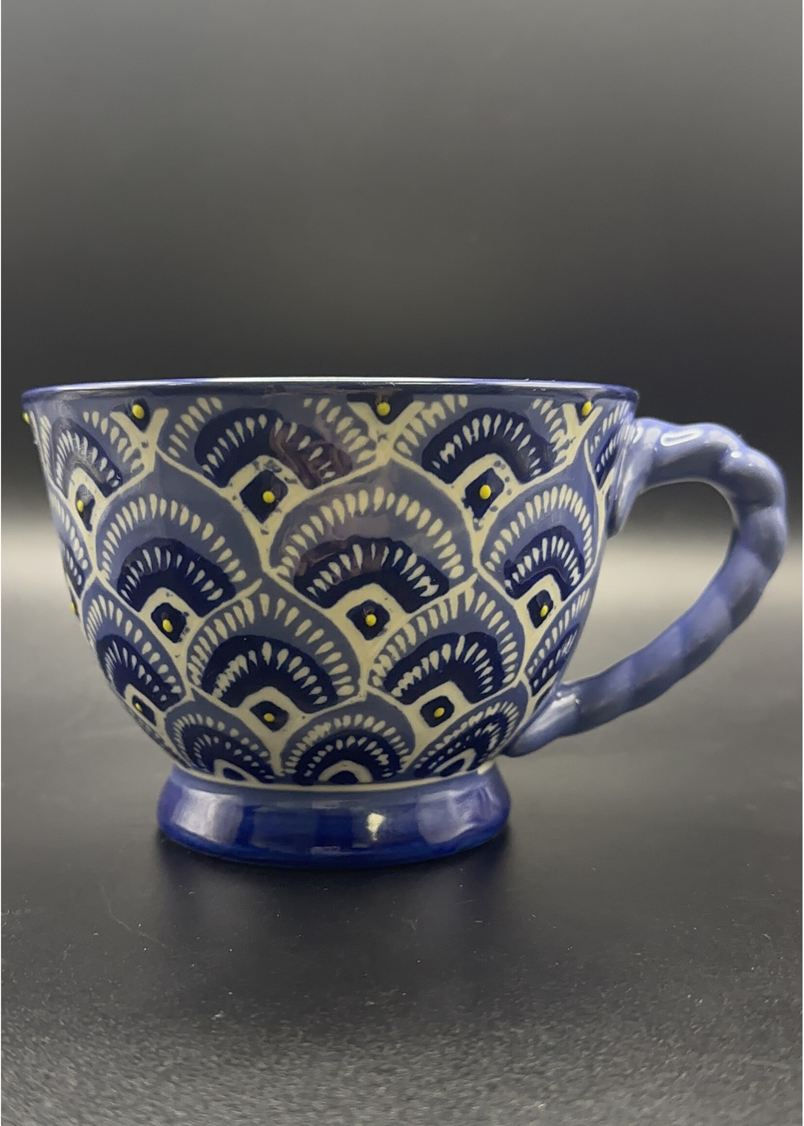 Mug Blue with Fan Scale Design