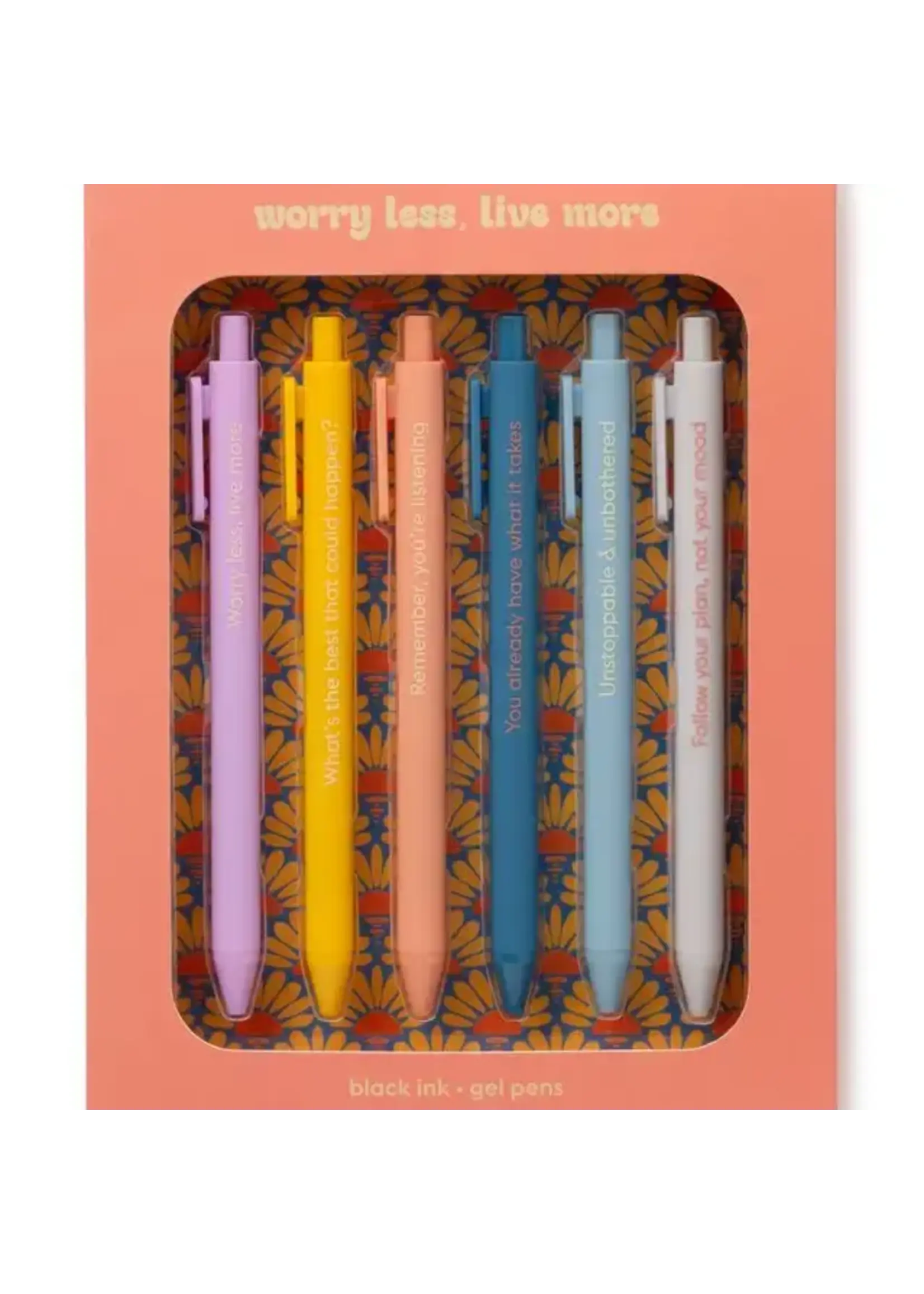 Worry Less, Live More Quotable Gel Pen Set of 6