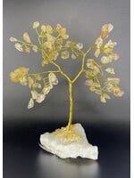 Citrine Gemstone Trees with Stone Base Gold Trunk